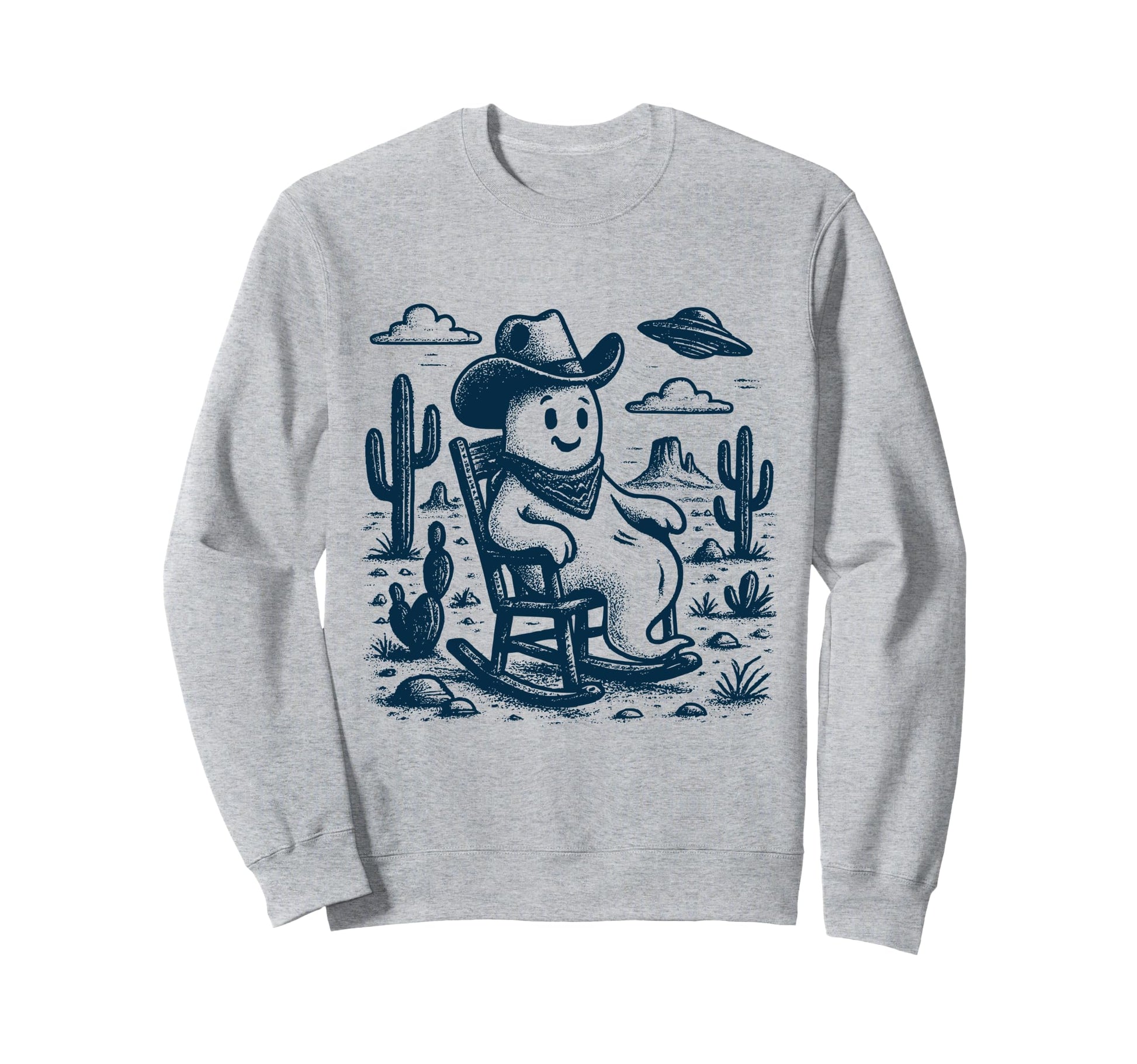 Cowboy Ghost Ufo Western Halloween Sweatshirt - Aesthetic Graphic Unisex - T-Shirt, Sweatshirt, Hoodie