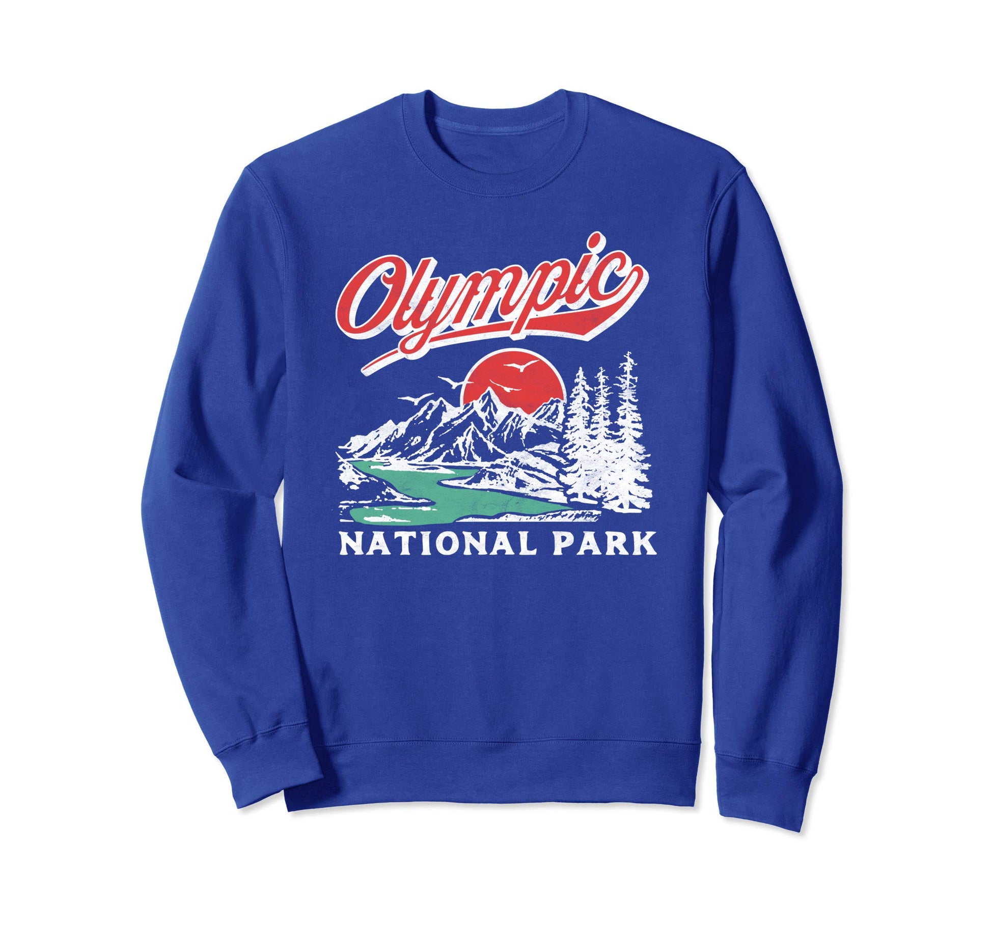 Olympic National Park 80S Mountains Sweatshirt - Graphic Print Men Women - T-Shirt, Sweatshirt, Hoodie