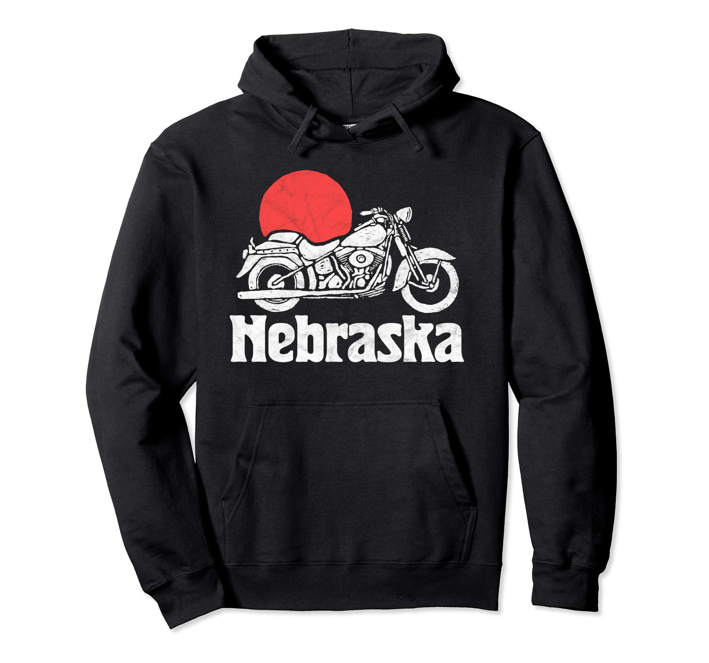 Nebraska Motorcycle Sun Minimalist Hoodie - Streetwear Style Unisex - T-Shirt, Sweatshirt, Hoodie