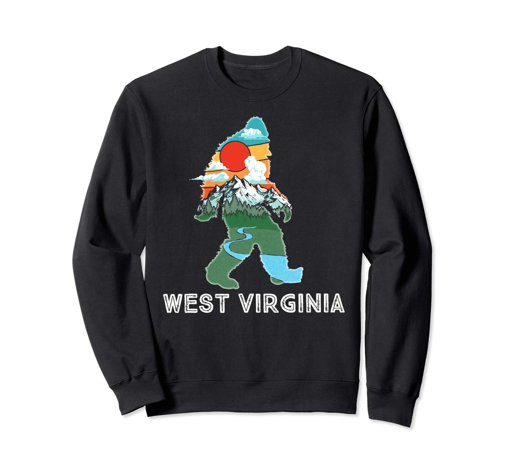 West Virginia Bigfoot Nature Sweatshirt - Unique Graphic Men Women - T-Shirt, Sweatshirt, Hoodie