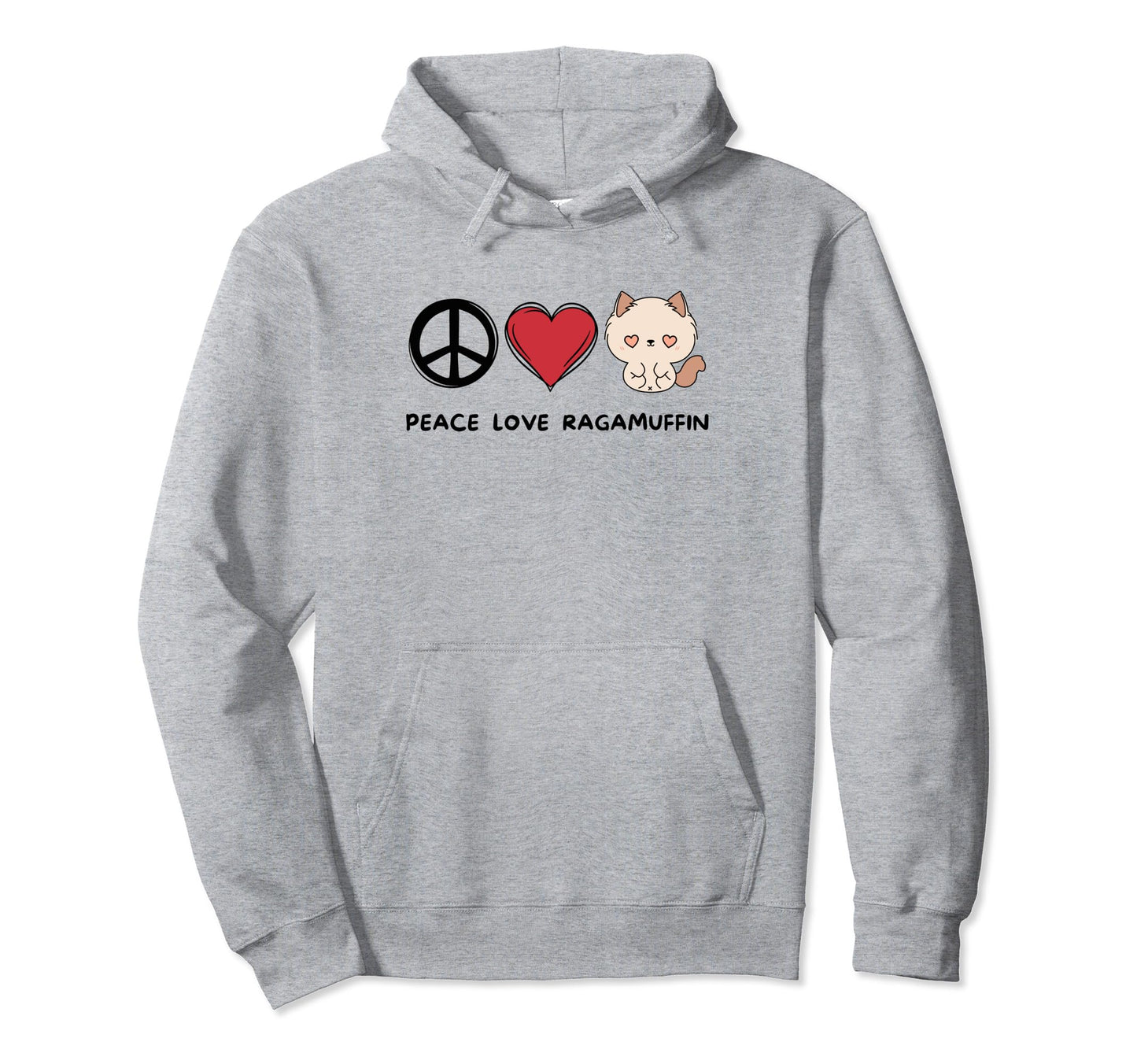Kawaii Ragamuffin Lover Peace Love Hoodie - Custom Art Print for Adults - T-Shirt, Sweatshirt, Hoodie