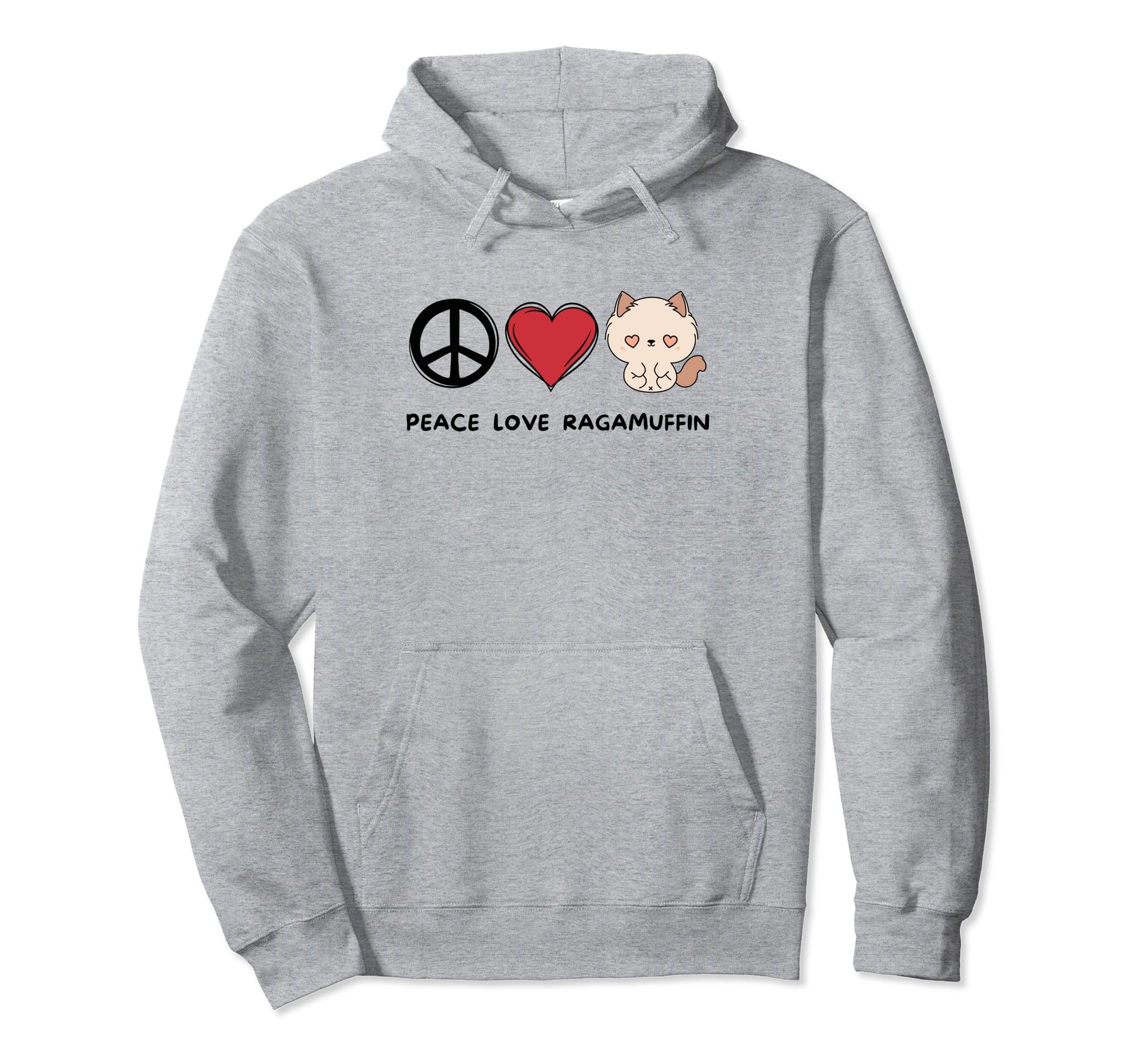 Kawaii Ragamuffin Lover Peace Love Hoodie - Custom Art Print for Adults - T-Shirt, Sweatshirt, Hoodie