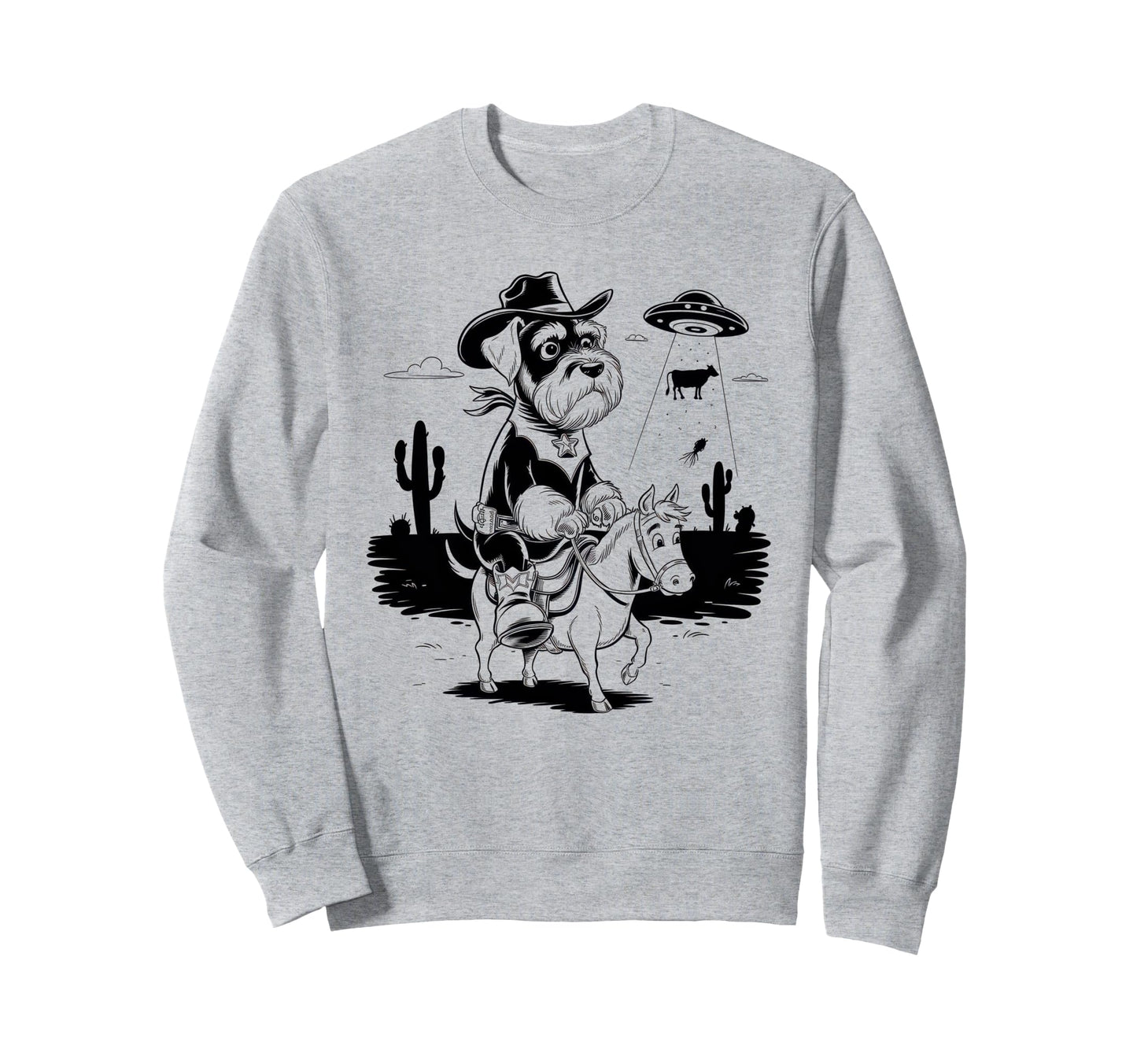 Schnauzer Schnauzer Ufo Western Sweatshirt - Streetwear Style for Adults - T-Shirt, Sweatshirt, Hoodie