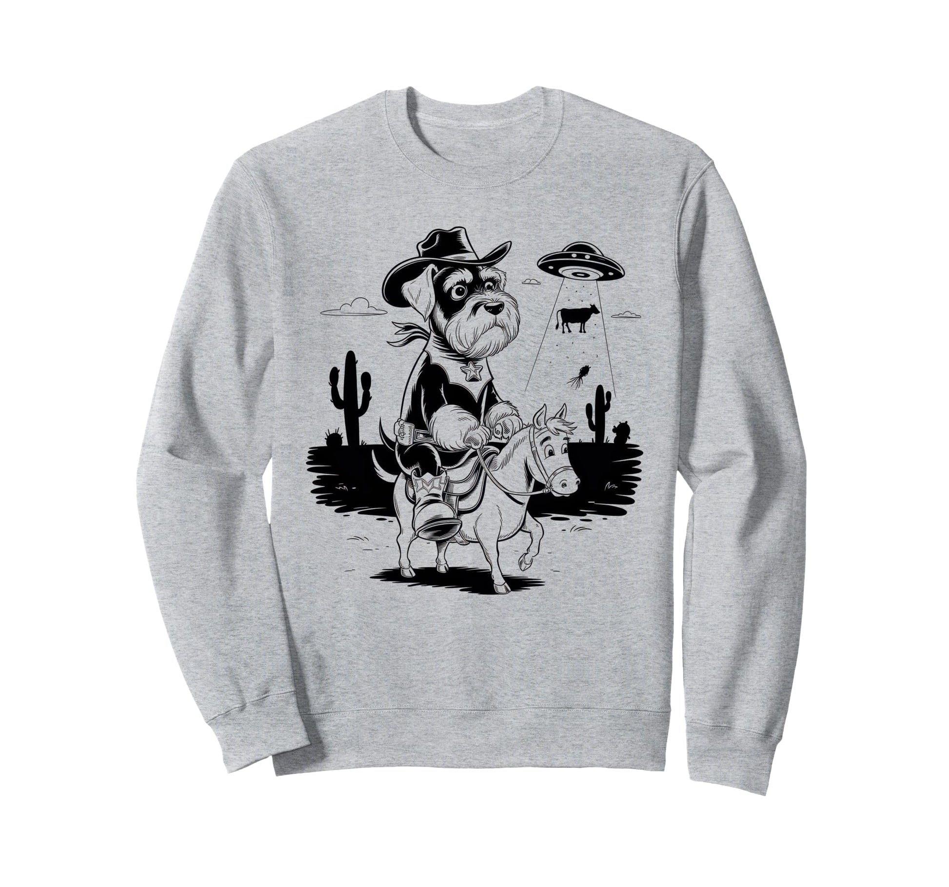 Schnauzer Schnauzer Ufo Western Sweatshirt - Streetwear Style for Adults - T-Shirt, Sweatshirt, Hoodie