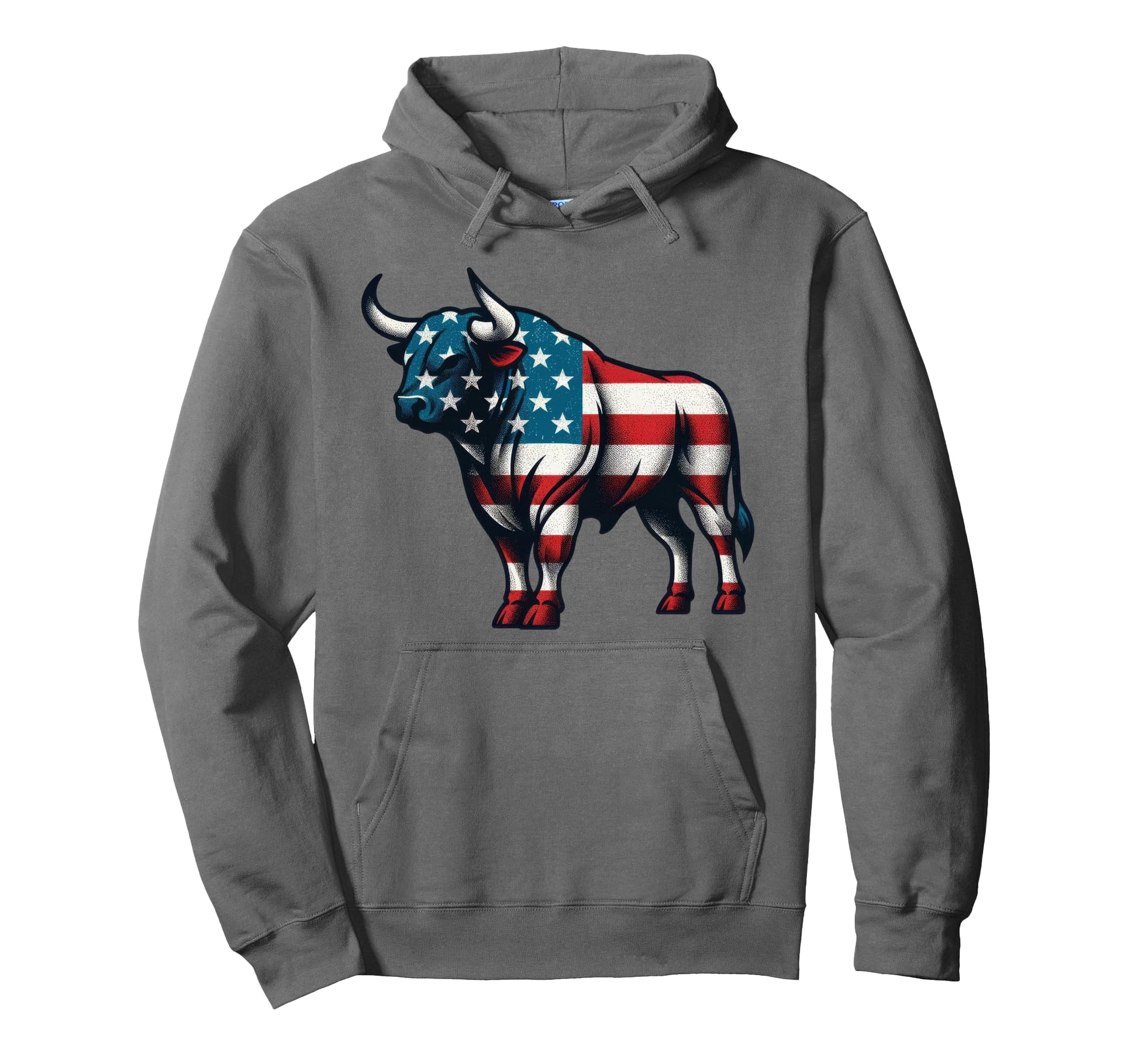 Bull American Flag Usa 4Th July Western Cow Hoodie - Graphic Print Unisex - T-Shirt, Sweatshirt, Hoodie