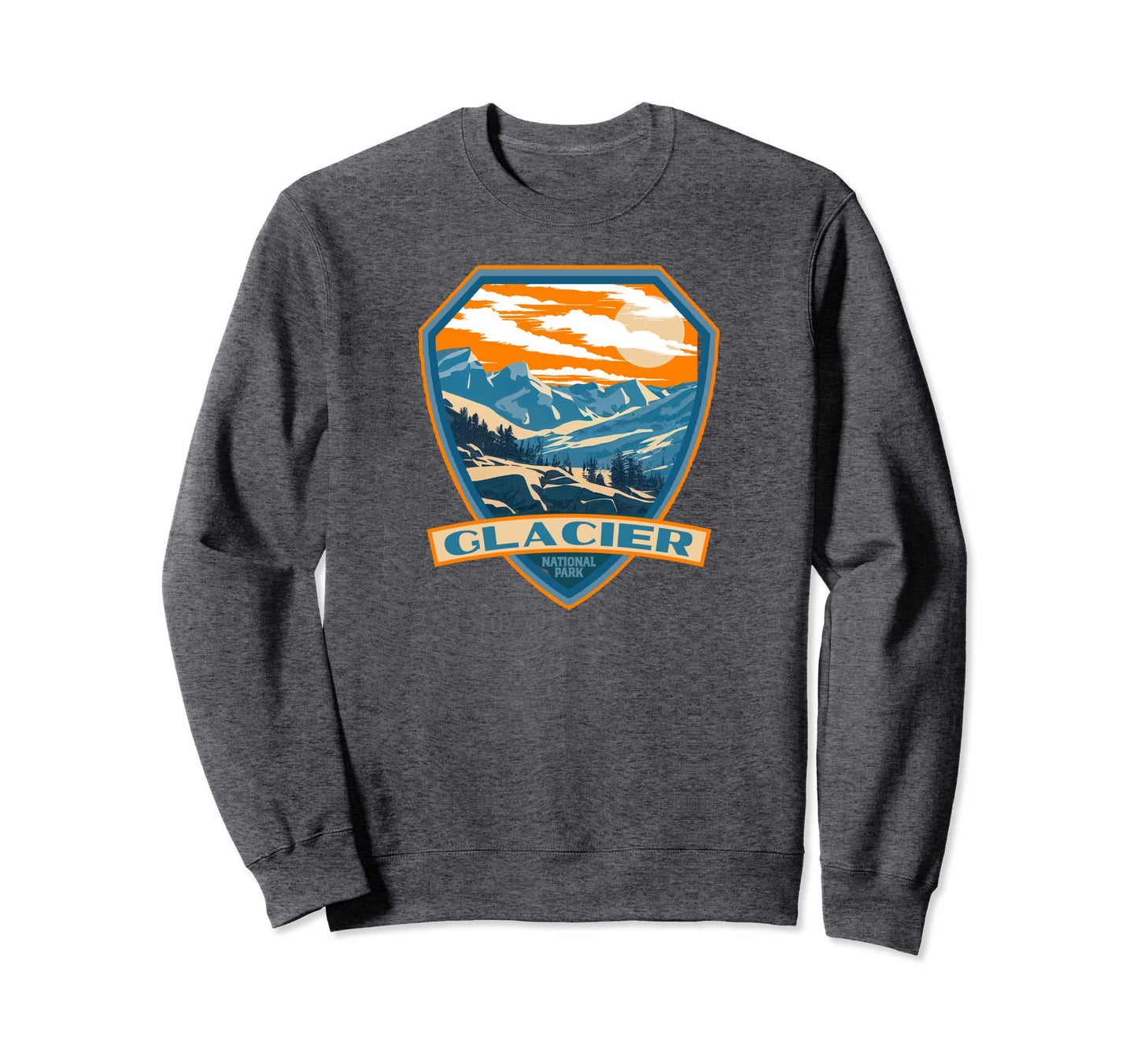 Glacier National Park Wpa Badge Sweatshirt - Custom Art Print for Adults - T-Shirt, Sweatshirt, Hoodie