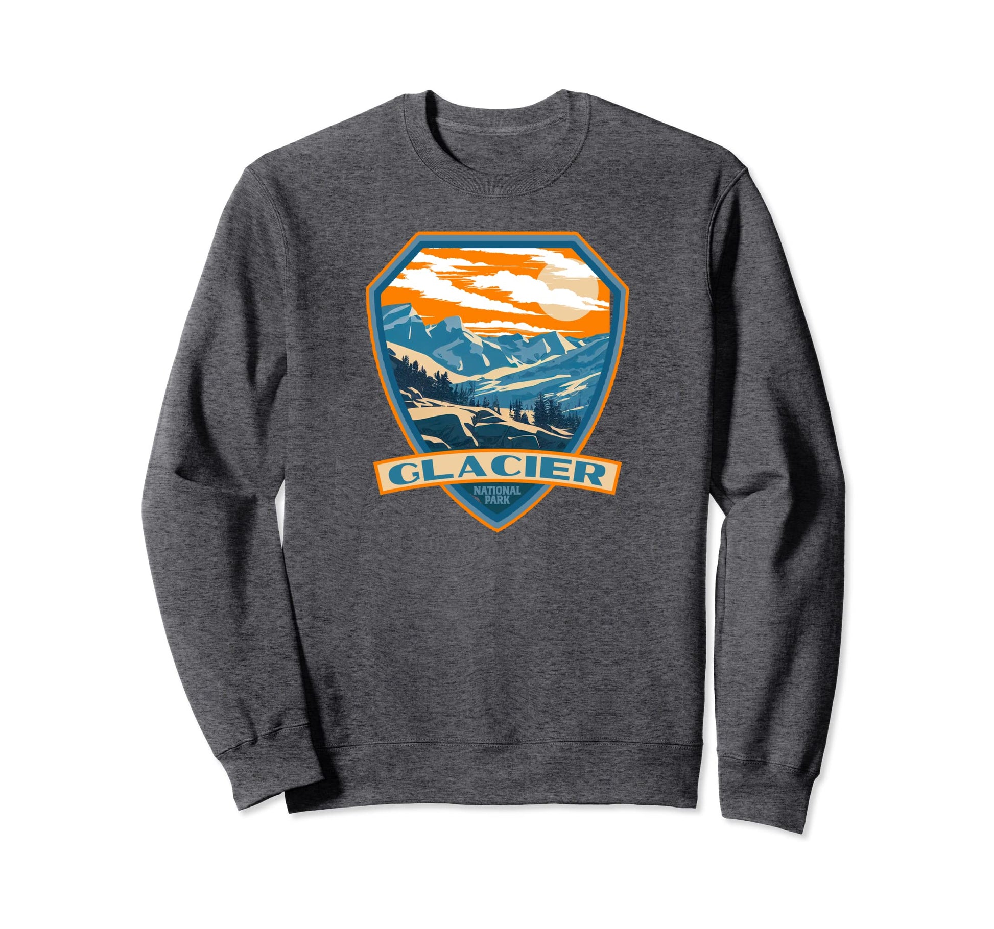 Glacier National Park Wpa Badge Sweatshirt - Custom Art Print for Adults - T-Shirt, Sweatshirt, Hoodie