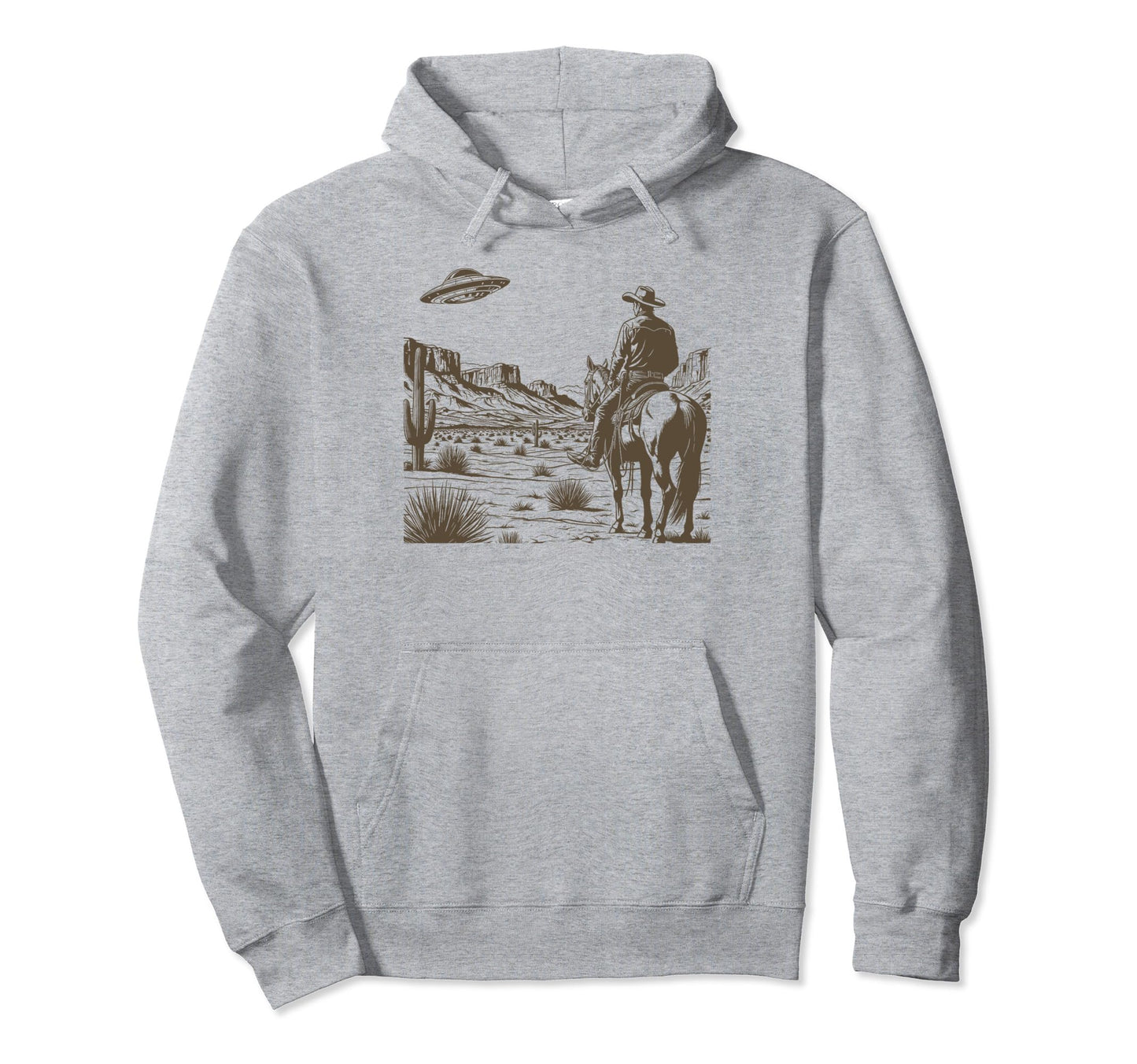 Ufo Western Cowboy Wild West Hoodie - Minimalist Print Men Women - T-Shirt, Sweatshirt, Hoodie