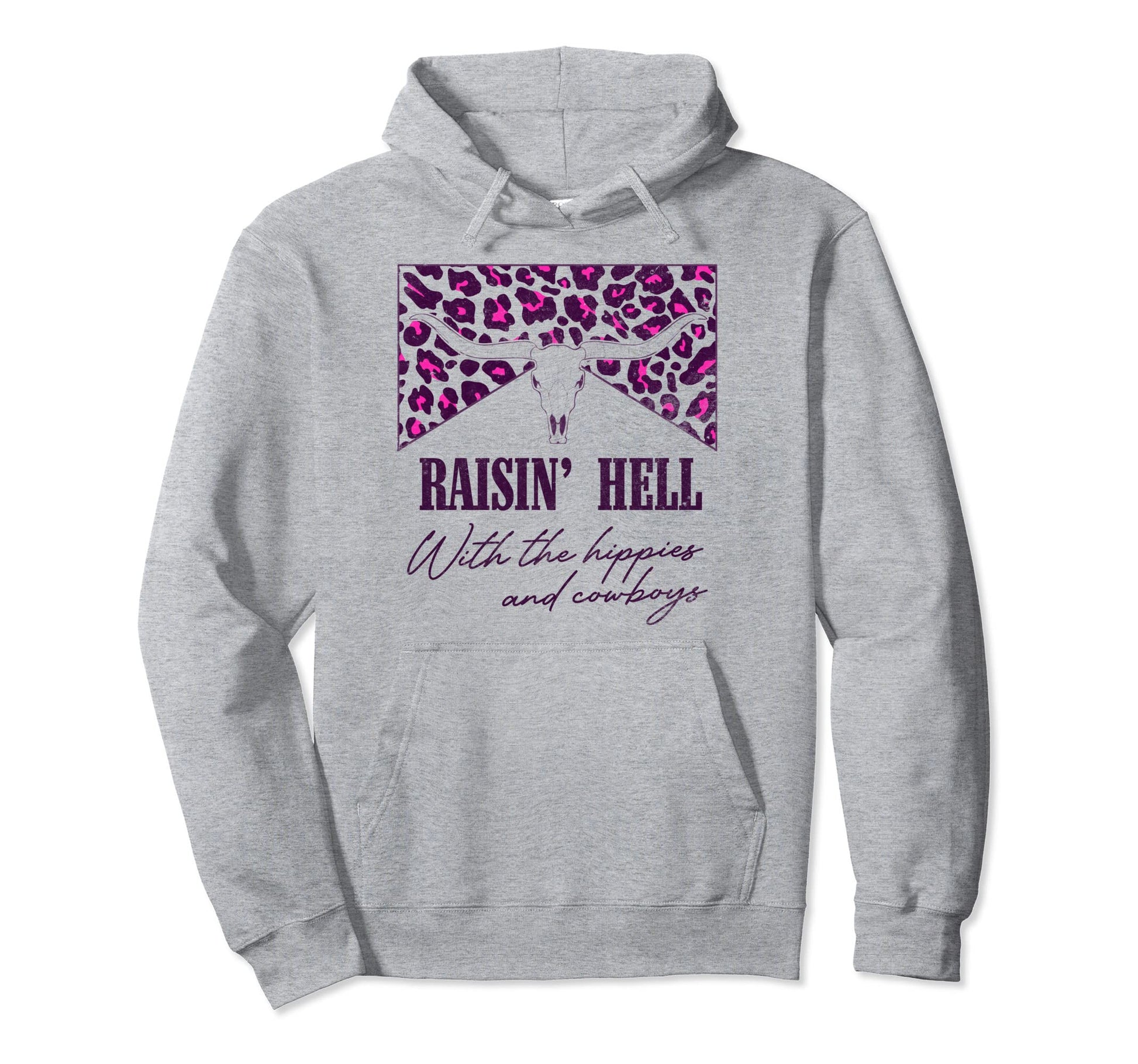 Leopard Raising Hell Hippies And Cowboys Hoodie - Trendy Graphic for Adults - T-Shirt, Sweatshirt, Hoodie
