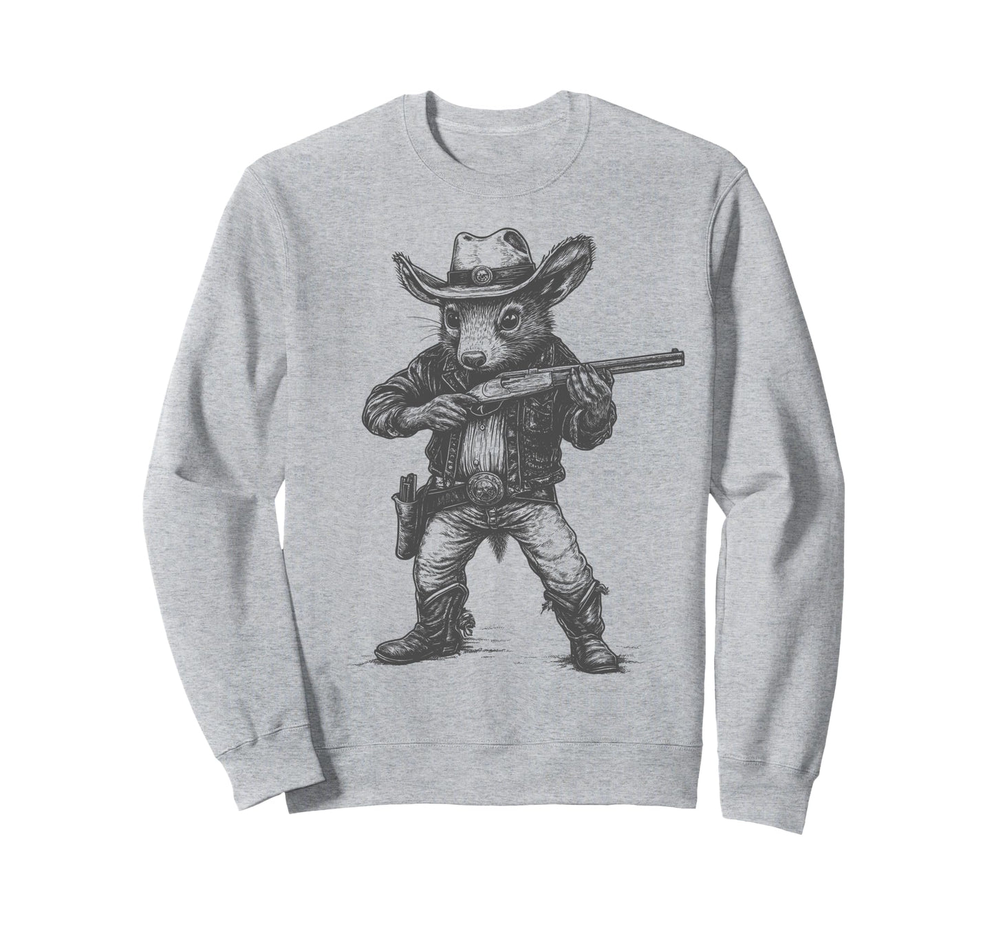 Opossum Cowboy Hat Funny Western Sweatshirt - Custom Art Print Men Women - T-Shirt, Sweatshirt, Hoodie