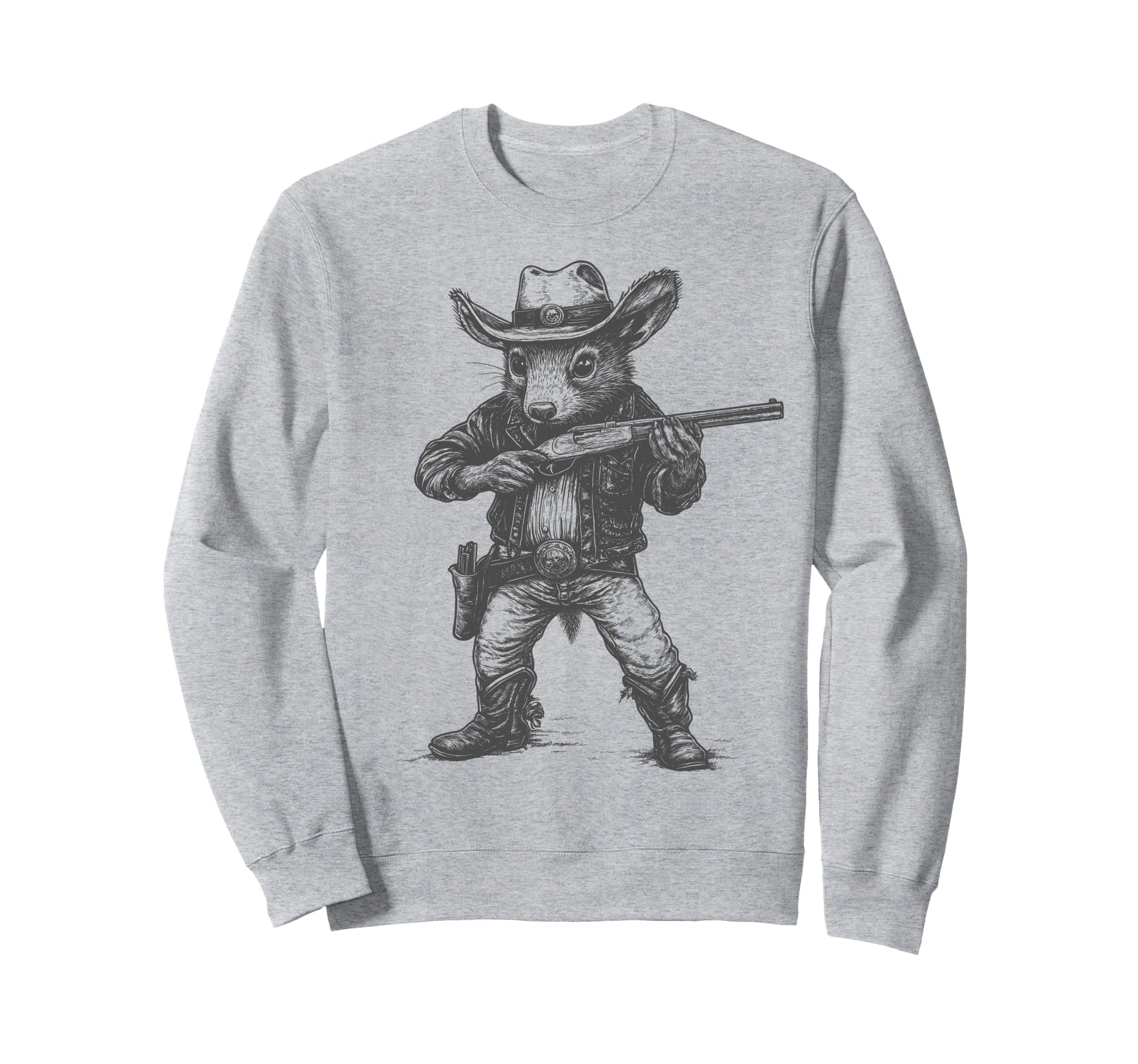 Opossum Cowboy Hat Funny Western Sweatshirt - Custom Art Print Men Women - T-Shirt, Sweatshirt, Hoodie