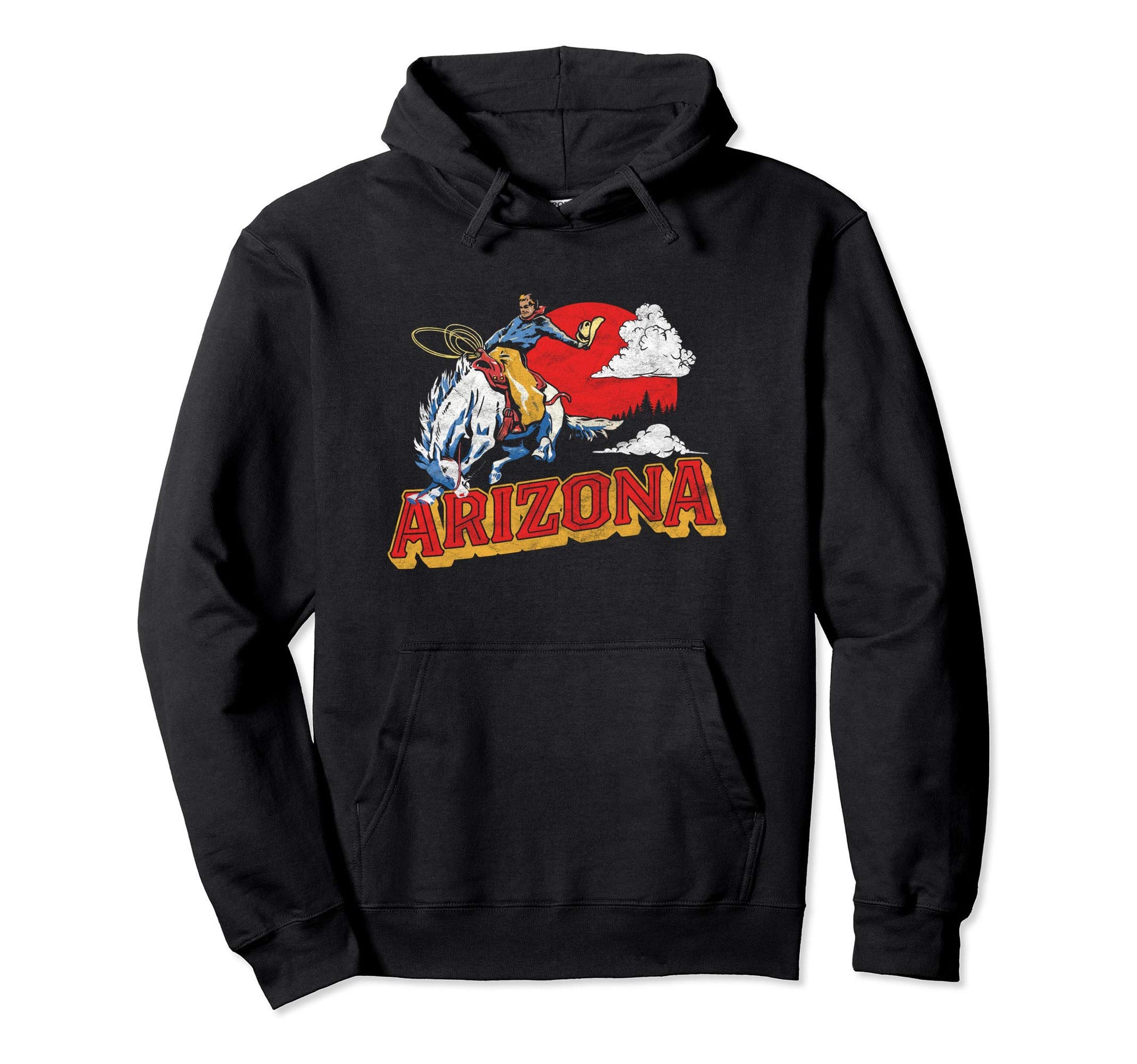 Arizona Bronco Riding Cowboy Hoodie - Graphic Print for Adults - T-Shirt, Sweatshirt, Hoodie