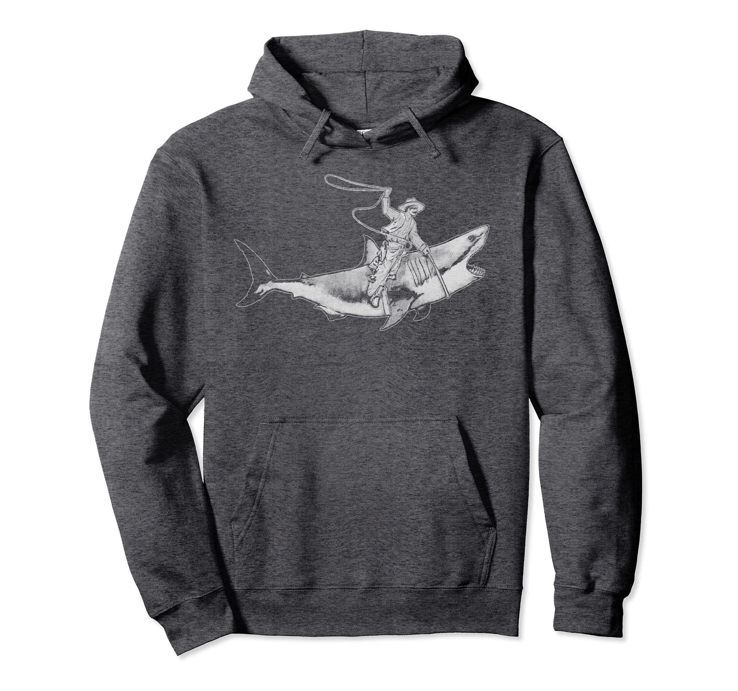 Shark Lover Rodeo Cowboy Riding Great Hoodie - Unique Graphic Men Women - T-Shirt, Sweatshirt, Hoodie