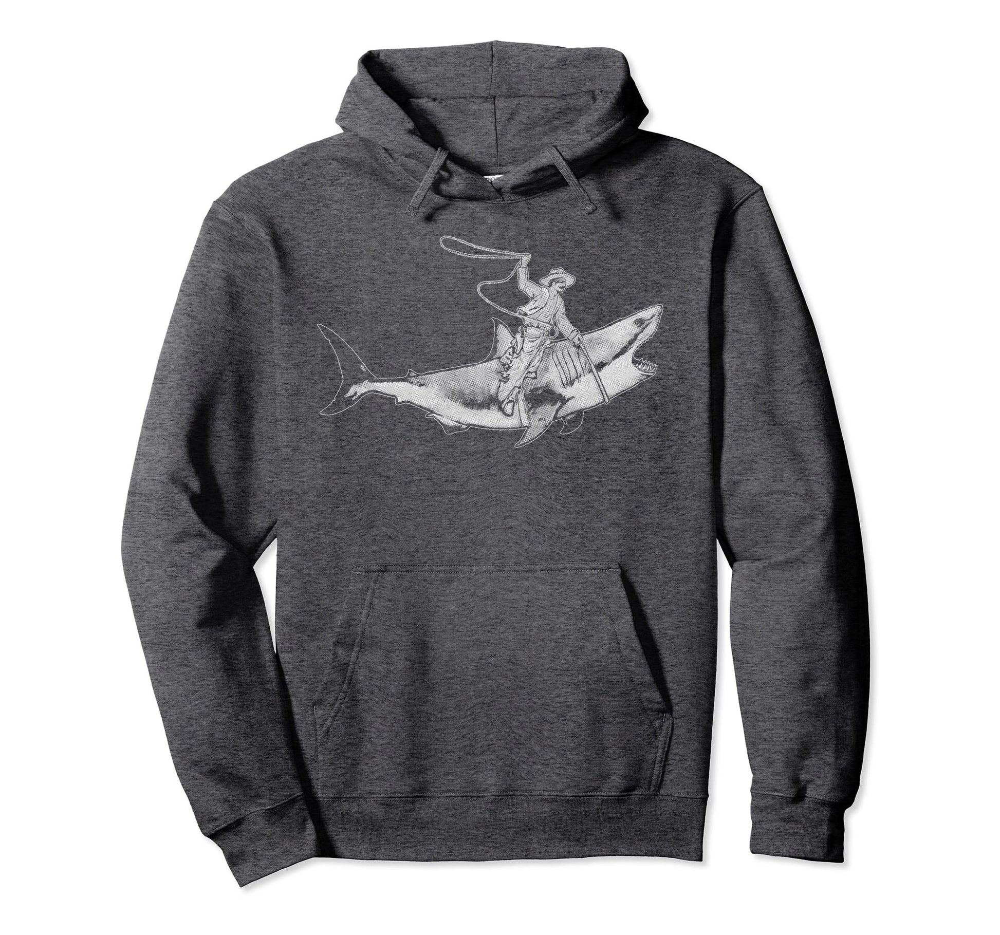 Shark Lover Rodeo Cowboy Riding Great Hoodie - Unique Graphic Men Women - T-Shirt, Sweatshirt, Hoodie