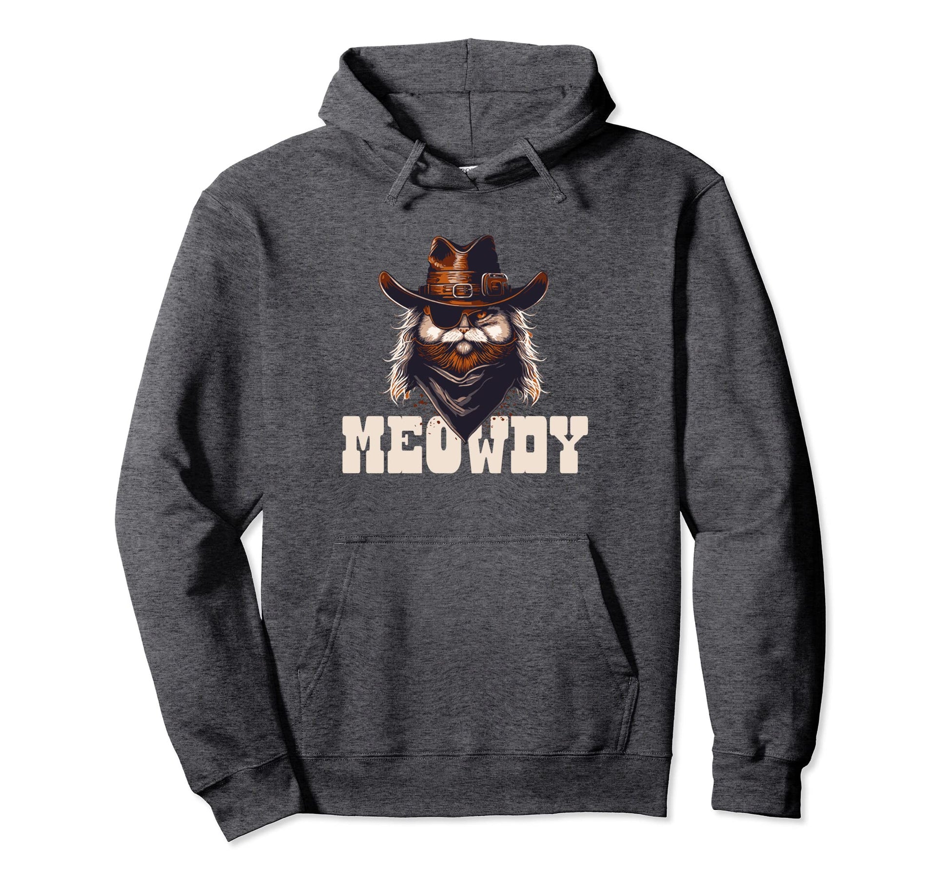 Meowdy Outlaw Funny Gunslinger Cat Hoodie - Casual Everyday Wear Unisex - T-Shirt, Sweatshirt, Hoodie