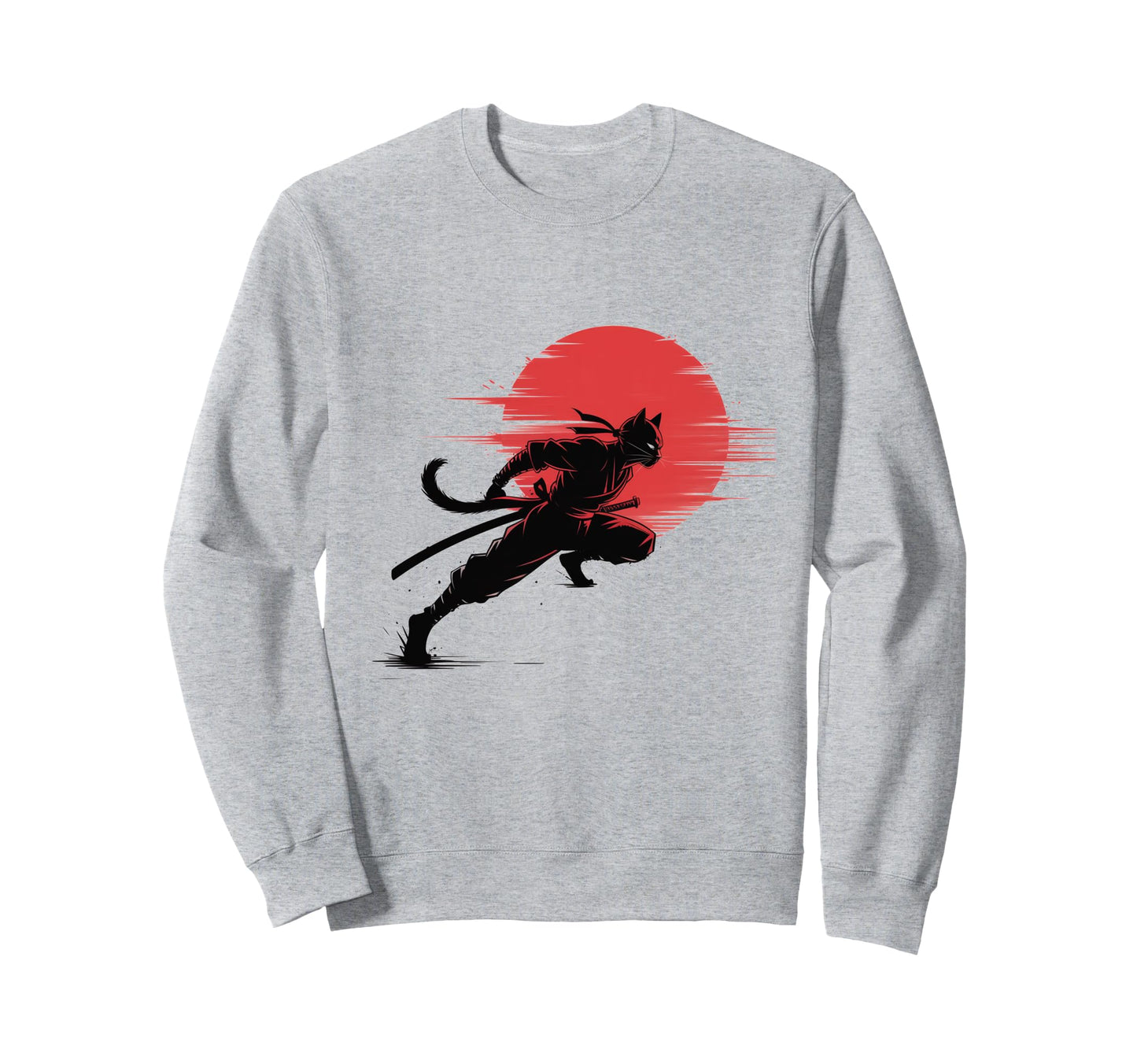 Bleached Samurai Cat Vibes Ninja Japanese Sweatshirt - Graphic Print Unisex - T-Shirt, Sweatshirt, Hoodie