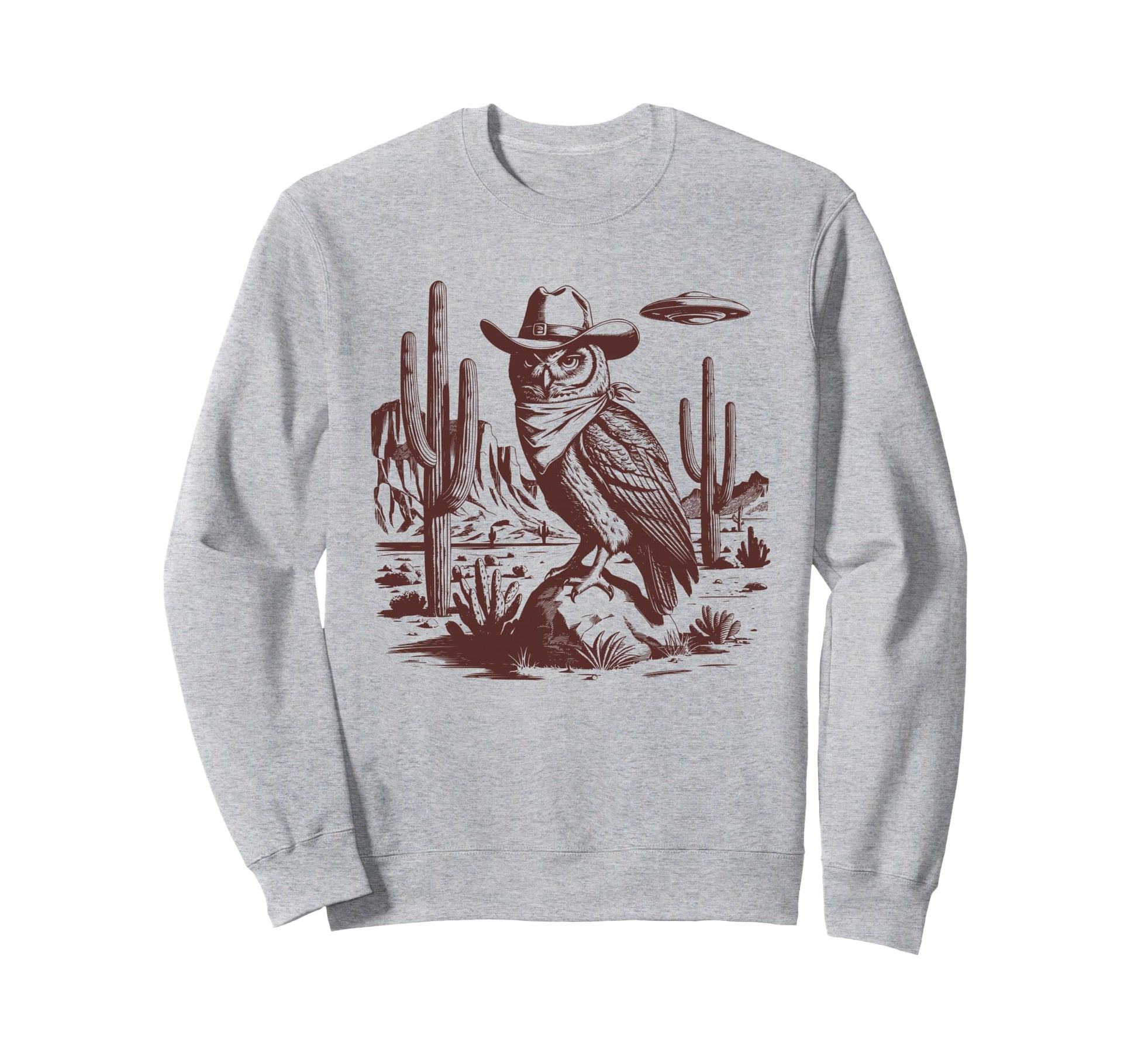 Owl Ufo Western Alien 90S Cowboy Sweatshirt - Aesthetic Graphic Men Women - T-Shirt, Sweatshirt, Hoodie
