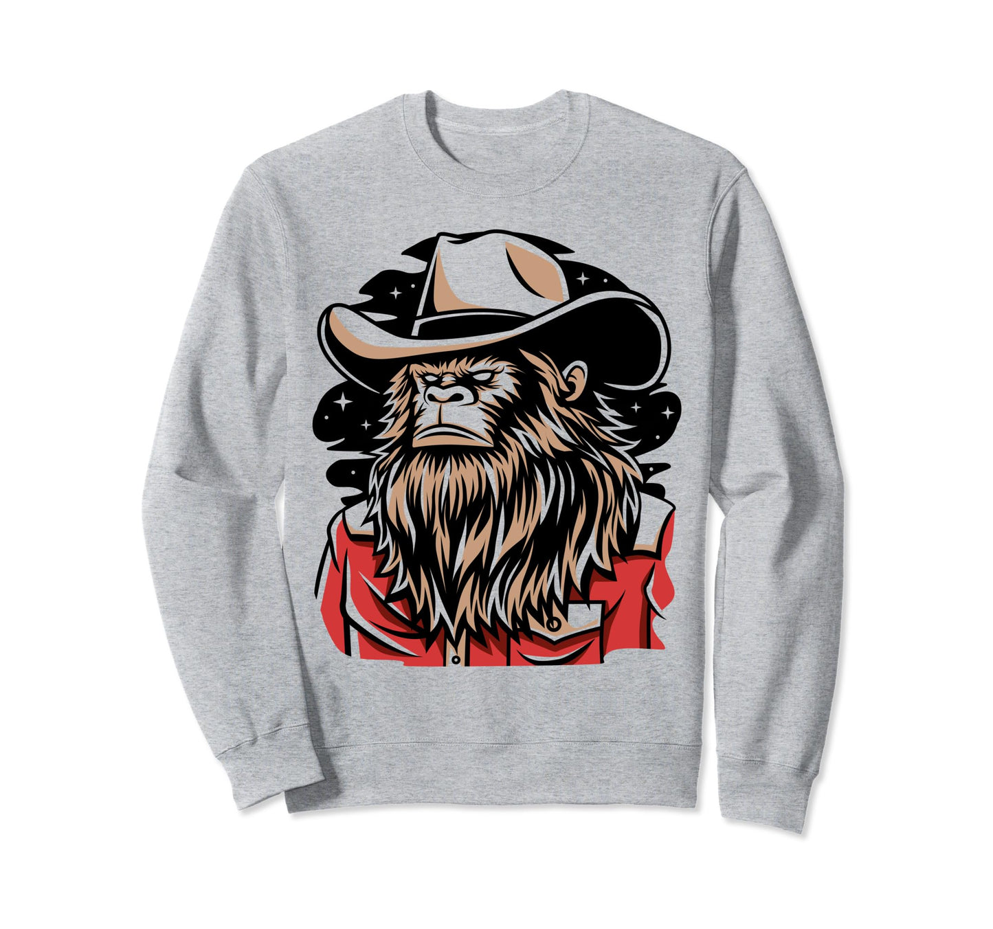 Howdy Bigfoot Sasquatch Cowboy Sweatshirt - Minimalist Print for Adults - T-Shirt, Sweatshirt, Hoodie