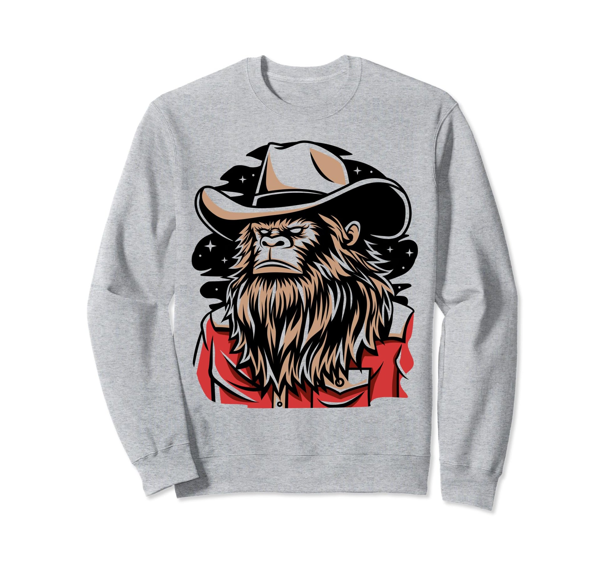 Howdy Bigfoot Sasquatch Cowboy Sweatshirt - Minimalist Print for Adults - T-Shirt, Sweatshirt, Hoodie