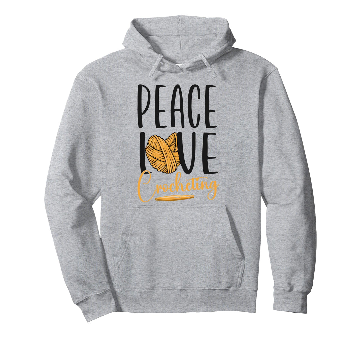 Crocheting Female Peace Love Hoodie - Casual Everyday Wear for Adults - T-Shirt, Sweatshirt, Hoodie