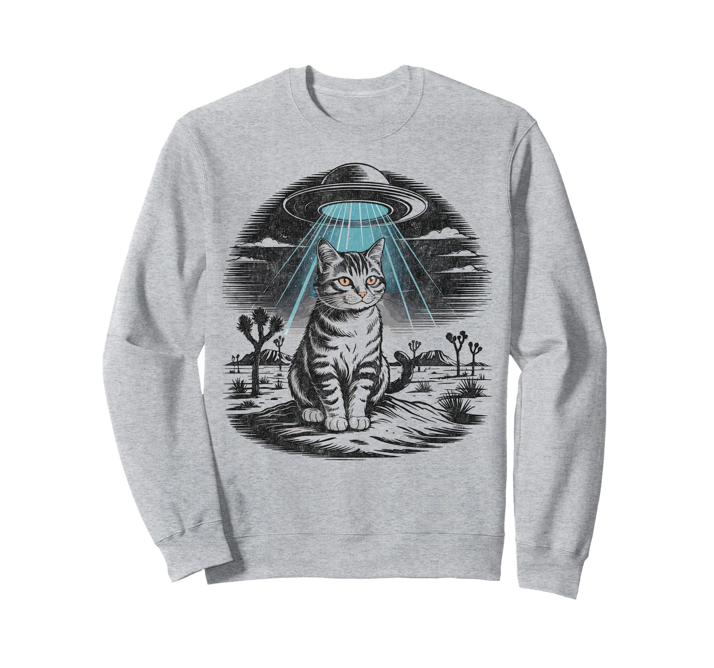 Funny Cat Western Ufo Cowboy Cat Sweatshirt - Custom Art Print Men Women - T-Shirt, Sweatshirt, Hoodie