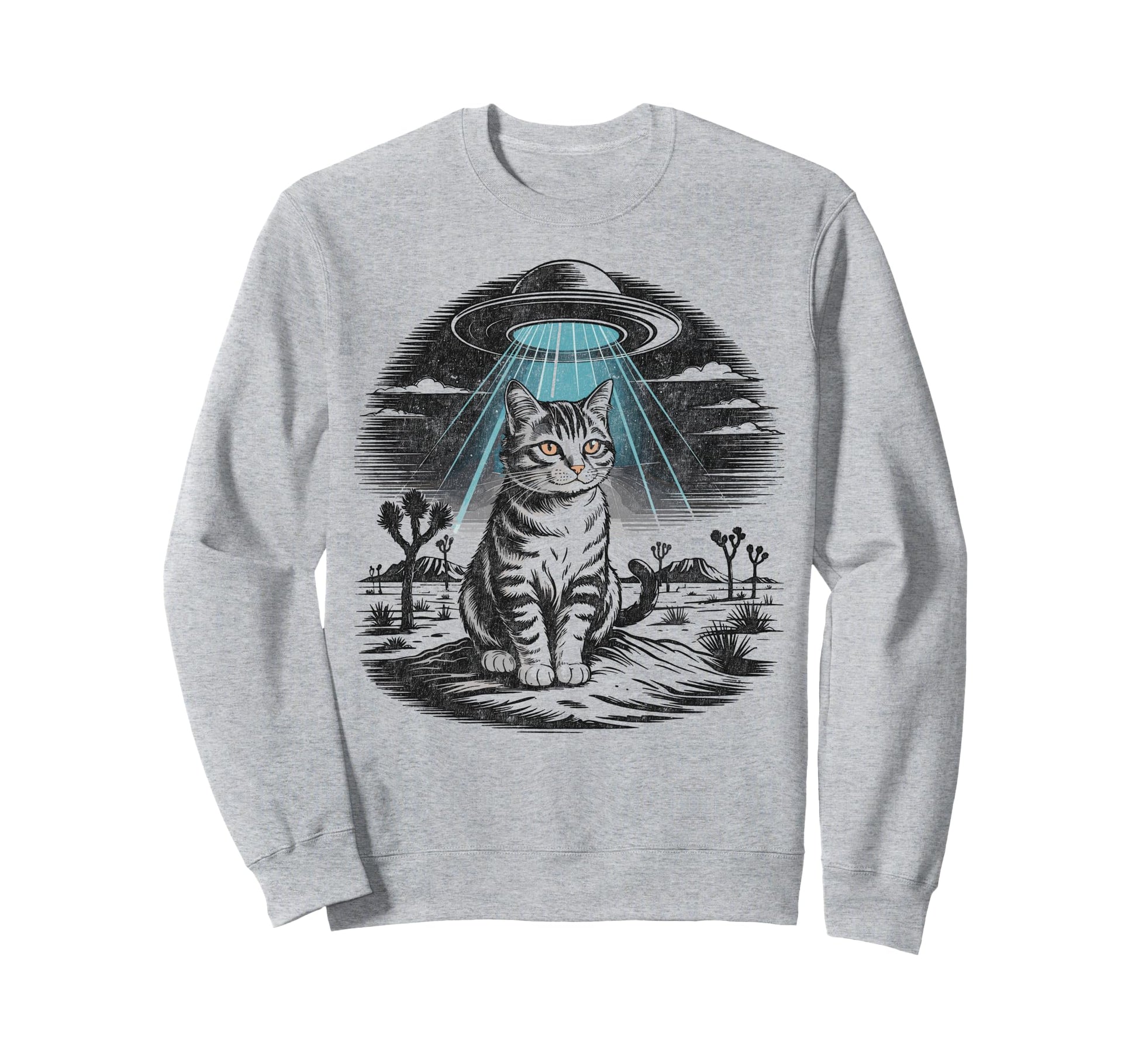 Funny Cat Western Ufo Cowboy Cat Sweatshirt - Custom Art Print Men Women - T-Shirt, Sweatshirt, Hoodie