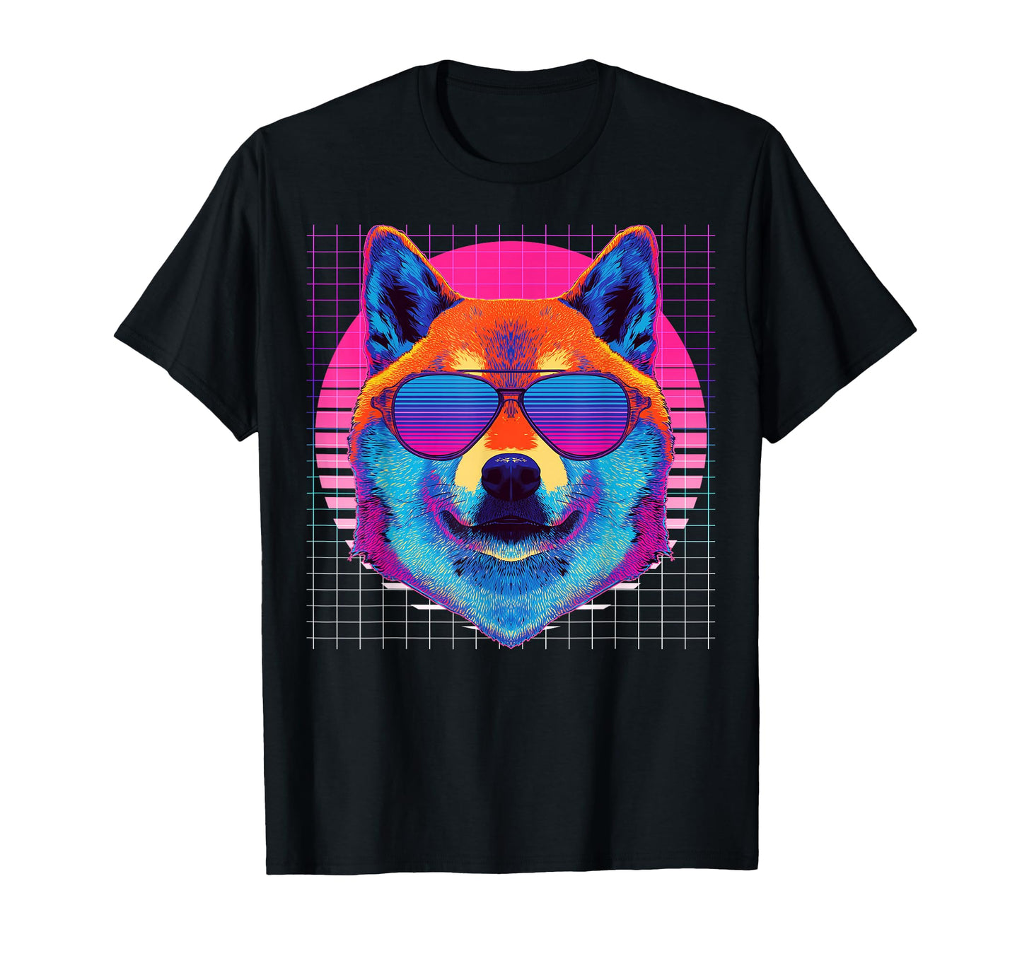 Shiba Inu Sunglasses Dog Vaporwave T-Shirt - Novelty Apparel Unisex - T-Shirt, Sweatshirt, Hoodie