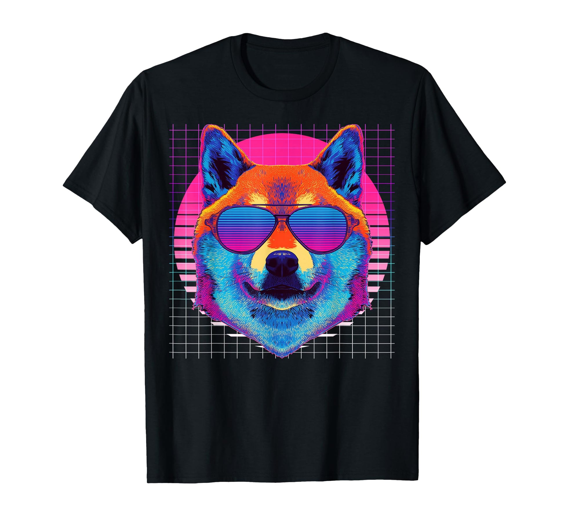 Shiba Inu Sunglasses Dog Vaporwave T-Shirt - Novelty Apparel Unisex - T-Shirt, Sweatshirt, Hoodie