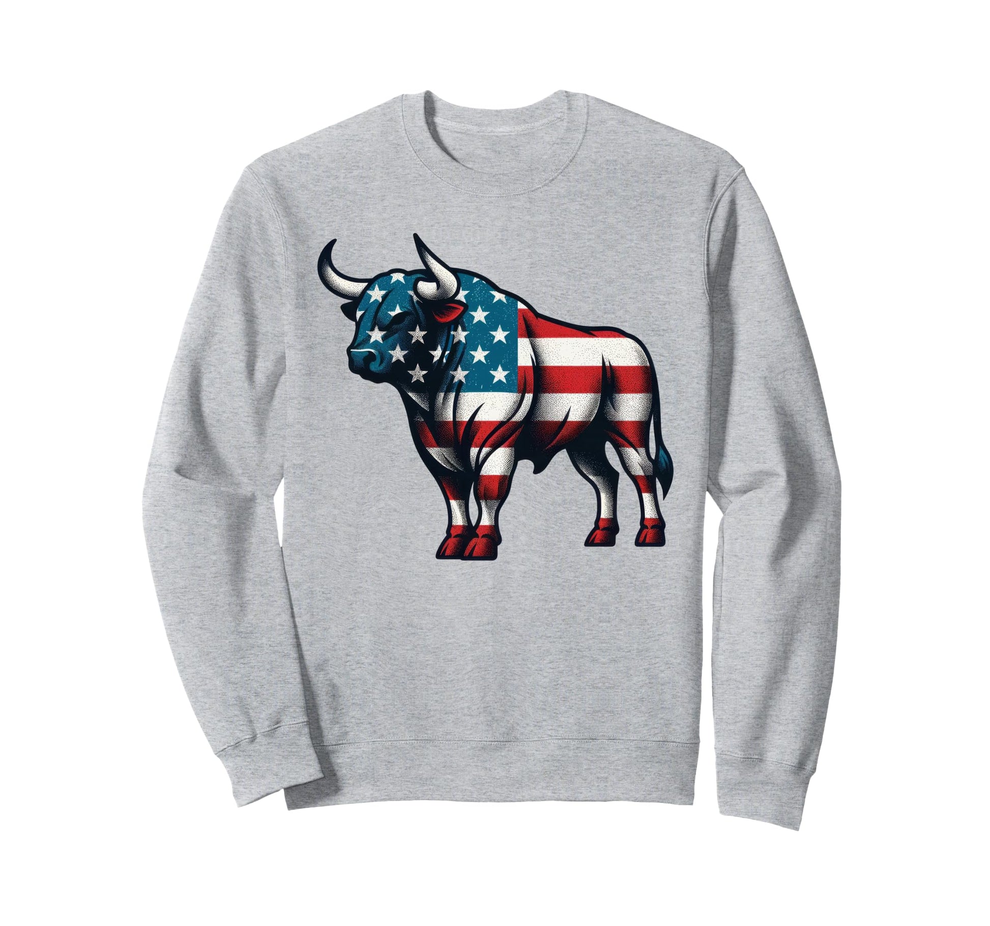 Bull American Flag Usa 4Th July Sweatshirt - Unique Graphic Men Women - T-Shirt, Sweatshirt, Hoodie