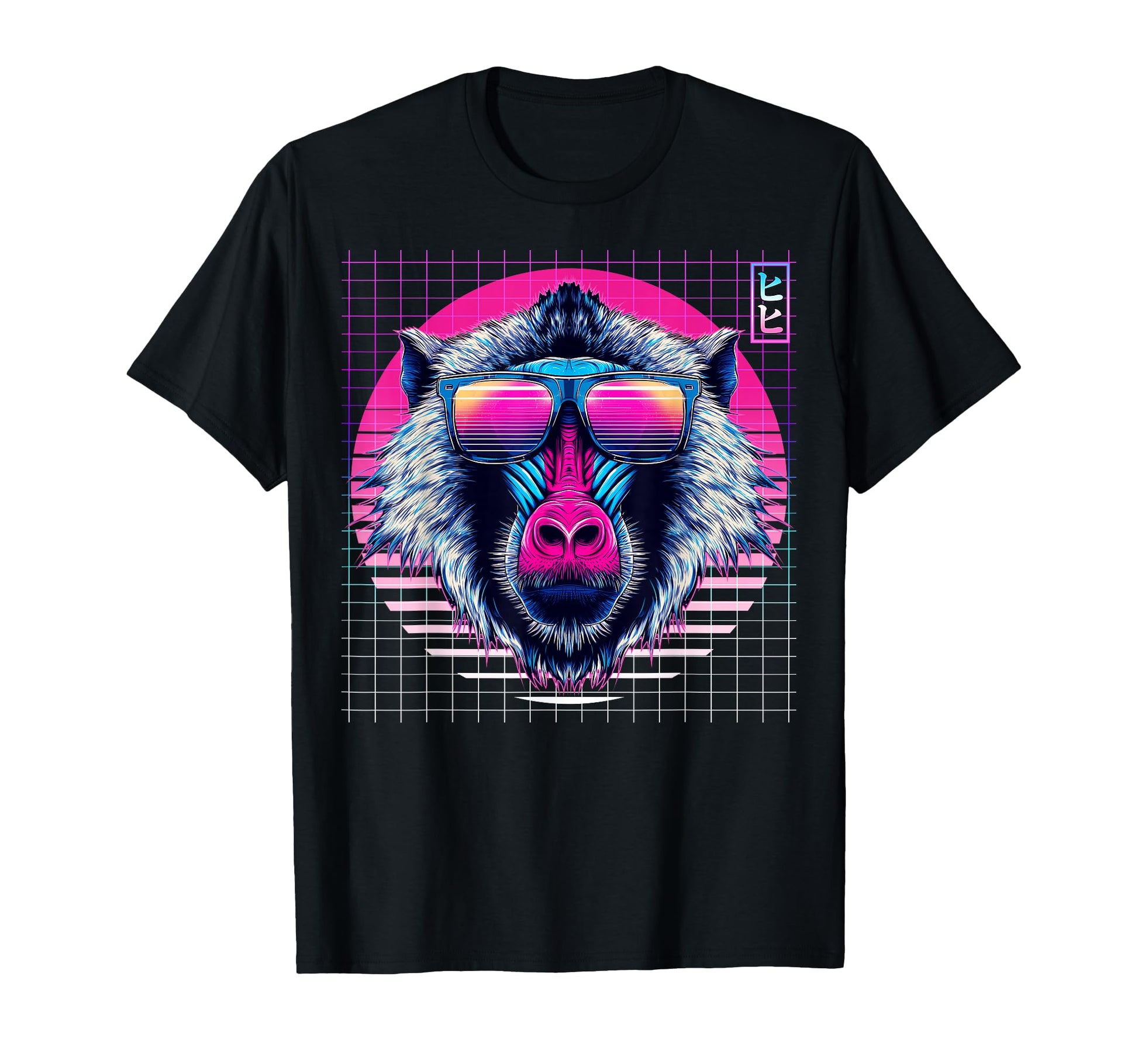 Baboon Sunglasses Monkey Vaporwave T-Shirt - Aesthetic Graphic for Adults - T-Shirt, Sweatshirt, Hoodie