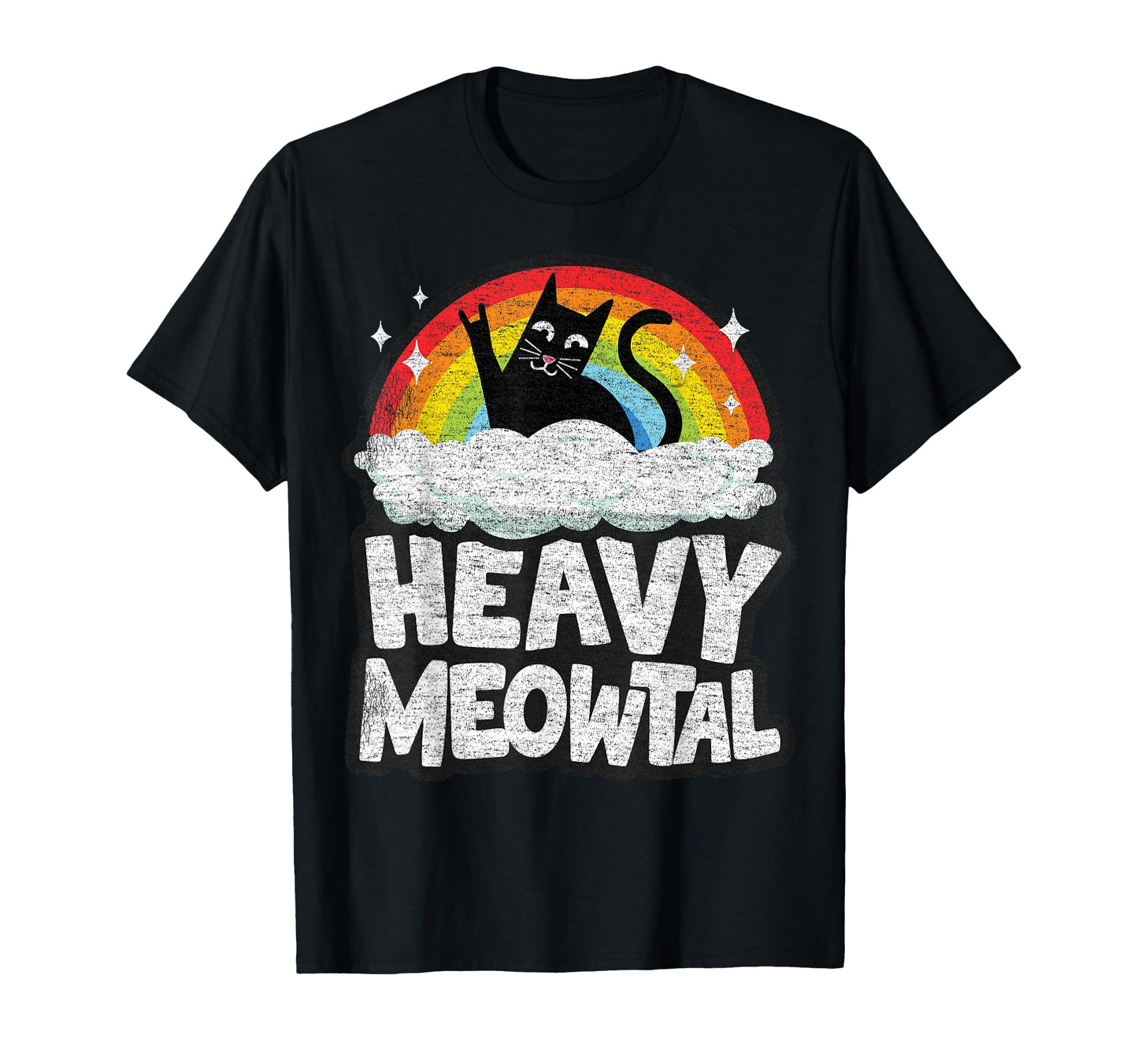 Funny Heavy Metal Art Cat Rainbow Cats T-Shirt - Minimalist Print Unisex - T-Shirt, Sweatshirt, Hoodie