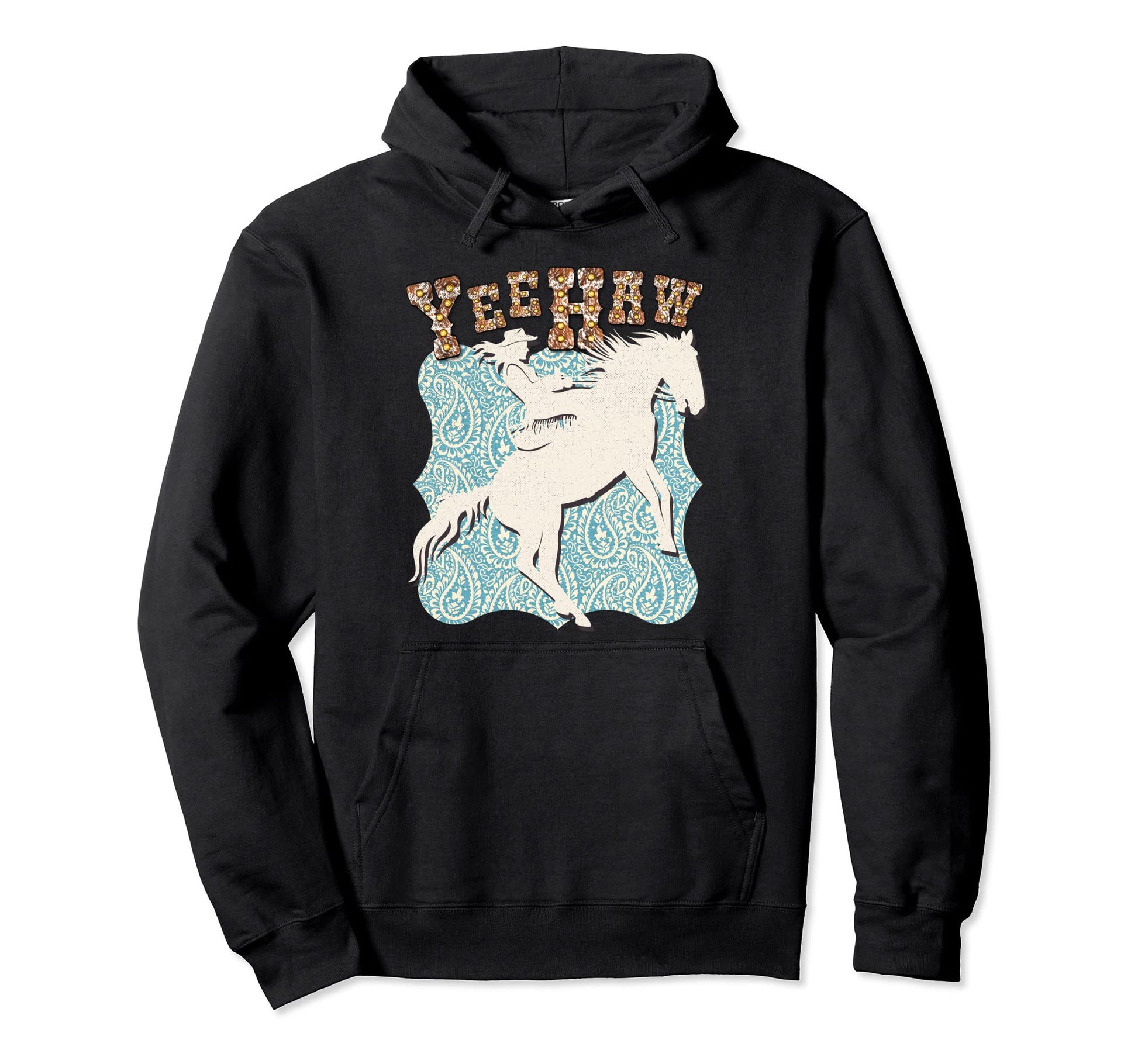 Western Yeehaw Howdy Cowgirl Bandana Hoodie - Aesthetic Graphic for Adults - T-Shirt, Sweatshirt, Hoodie