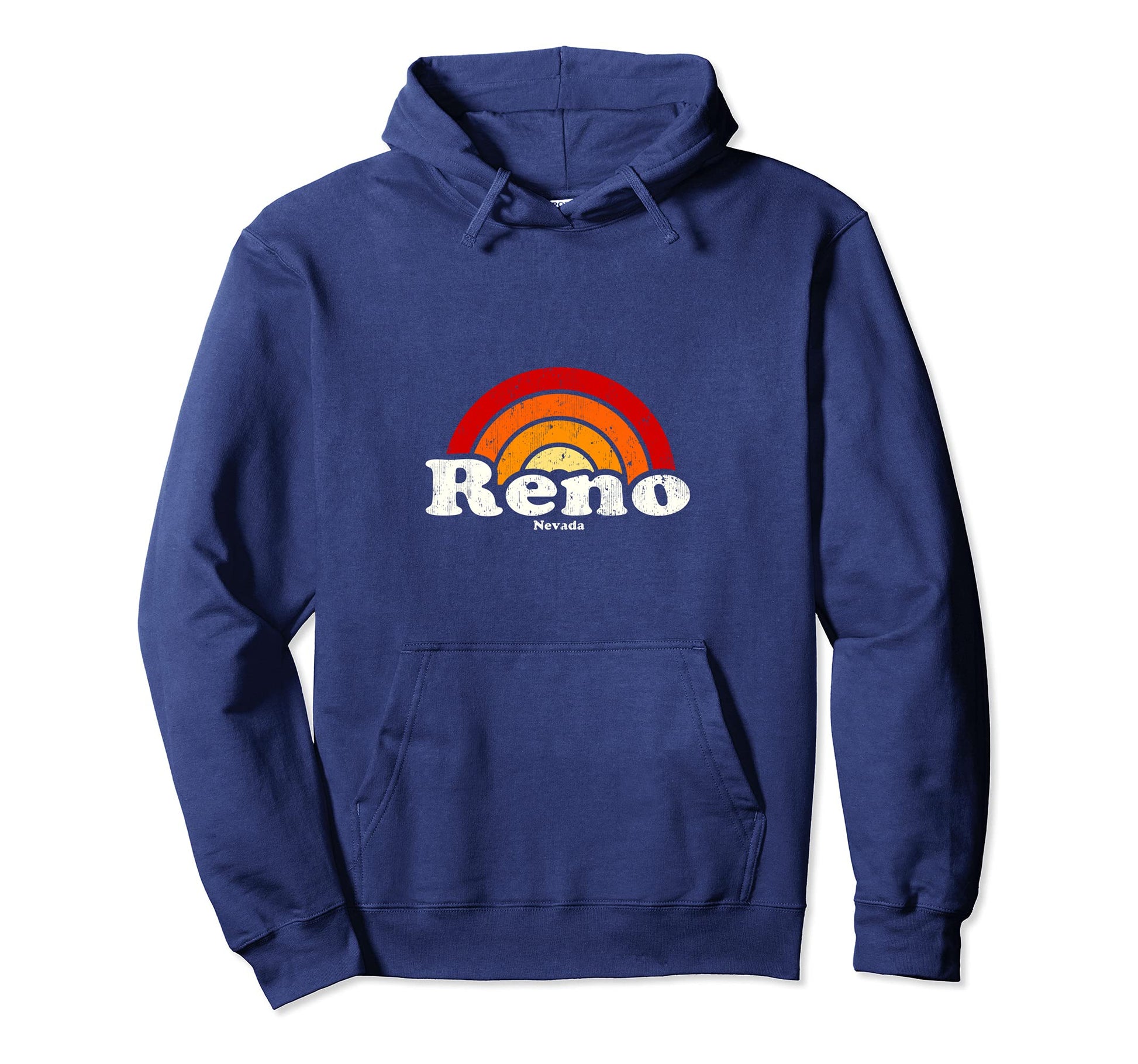 Reno Nevada Nv 70S Rainbow Hoodie - Fun Novelty Design for Adults - T-Shirt, Sweatshirt, Hoodie