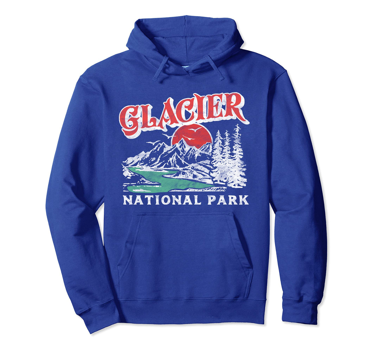 Glacier National Park 80S Mountains Hoodie - Graphic Print Unisex - T-Shirt, Sweatshirt, Hoodie