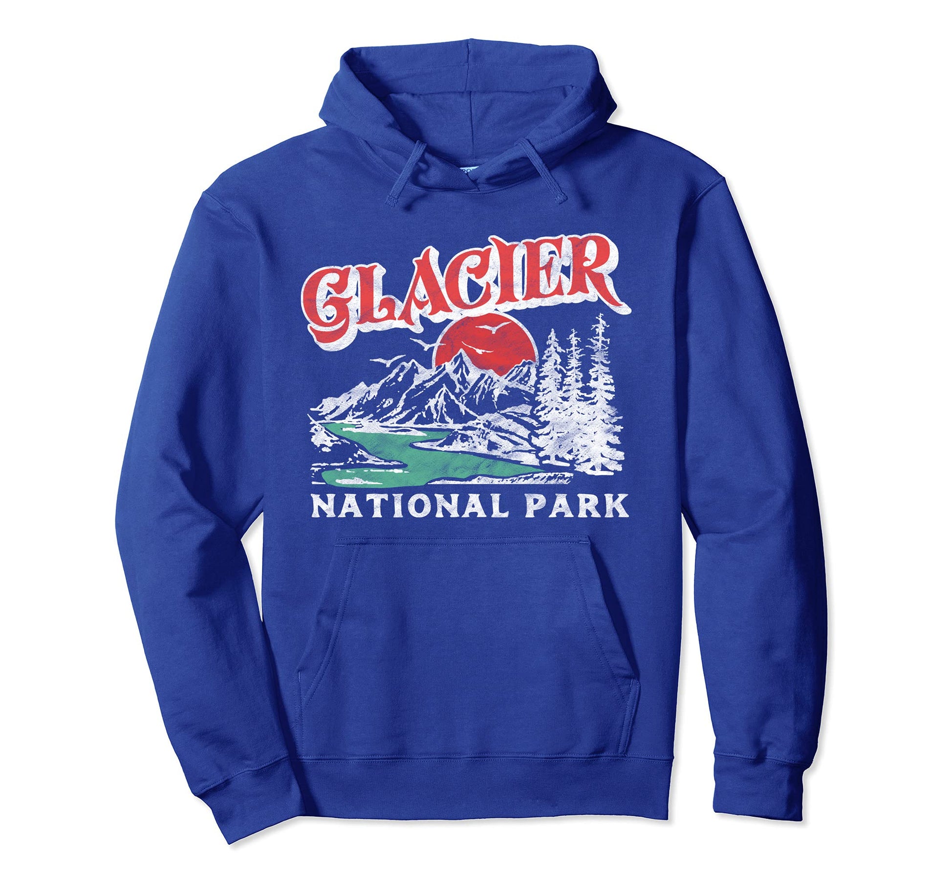 Glacier National Park 80S Mountains Hoodie - Graphic Print Unisex - T-Shirt, Sweatshirt, Hoodie