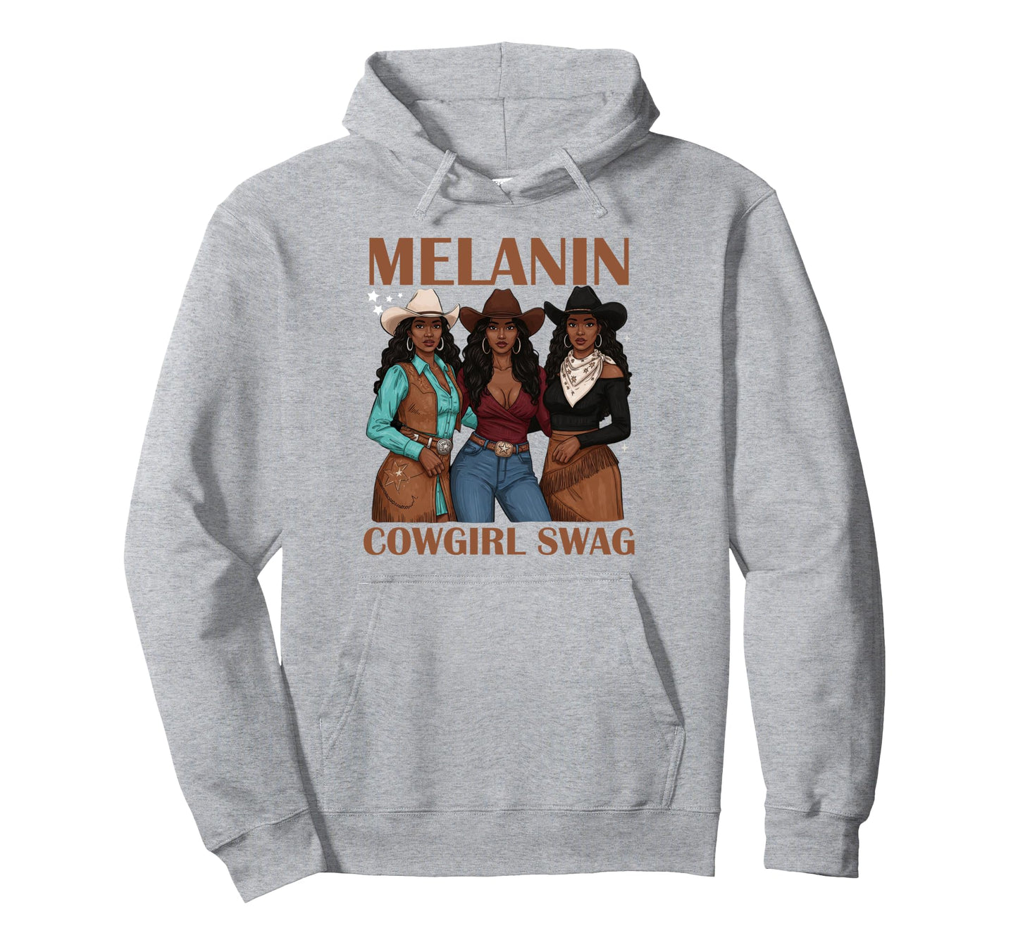 Lets Go Western Country Melanin Cowgirl Hoodie - Unique Graphic for Adults - T-Shirt, Sweatshirt, Hoodie