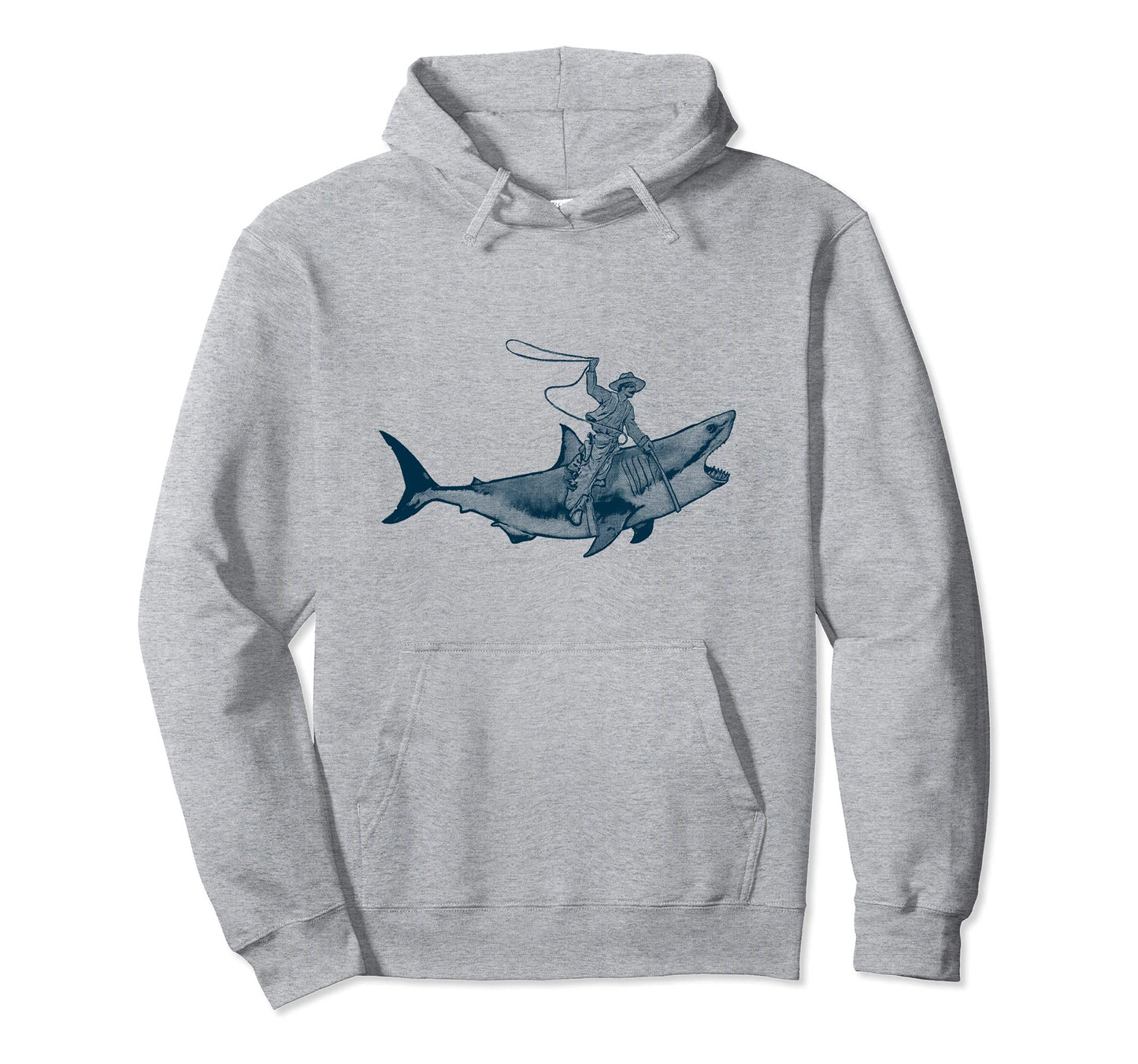 Shark Lover Rodeo Cowboy Riding Hoodie - Aesthetic Graphic for Adults - T-Shirt, Sweatshirt, Hoodie