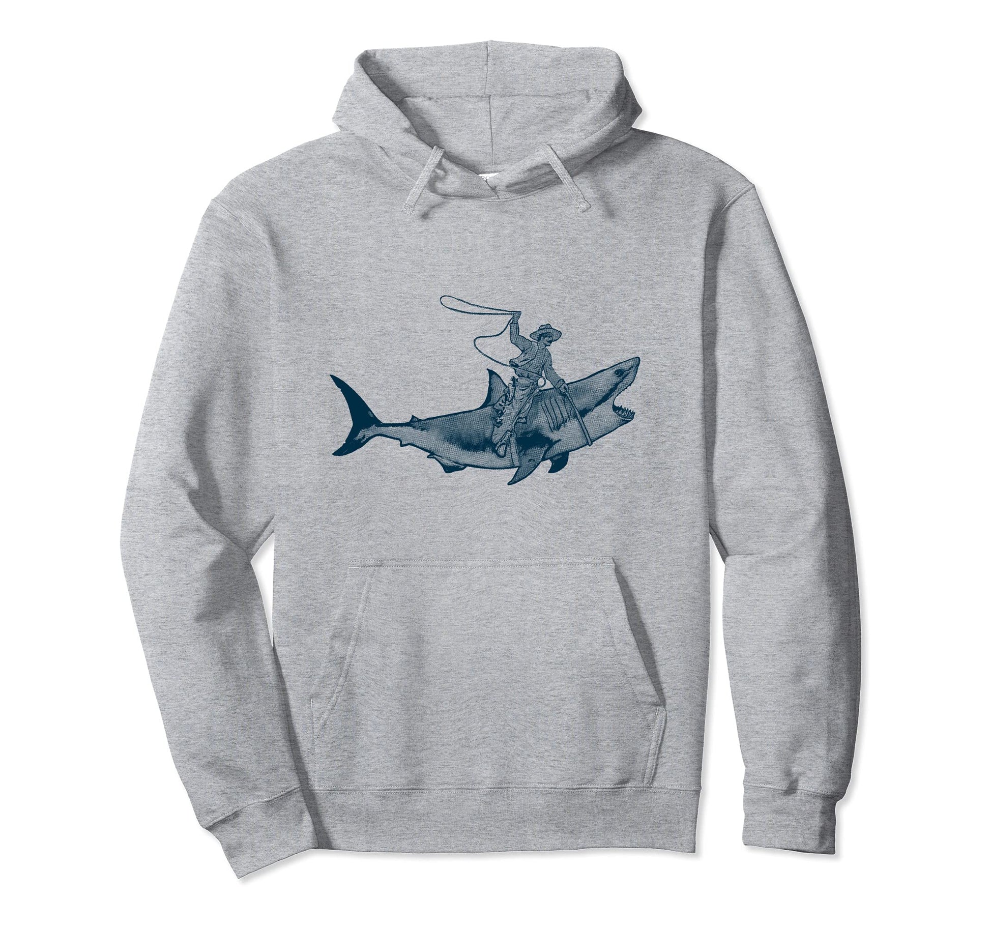 Shark Lover Rodeo Cowboy Riding Hoodie - Aesthetic Graphic for Adults - T-Shirt, Sweatshirt, Hoodie