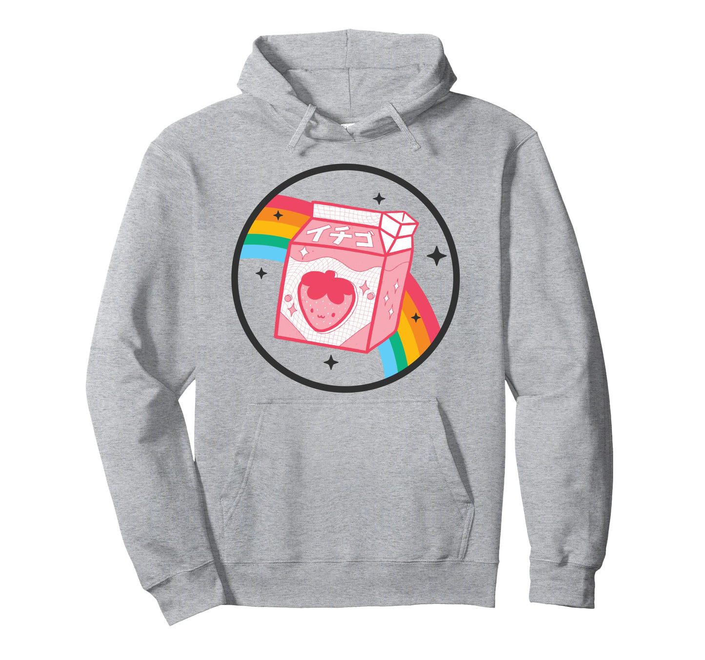 Strawberry Milk Carton Kawaii Rainbow Hoodie - Minimalist Print Unisex - T-Shirt, Sweatshirt, Hoodie