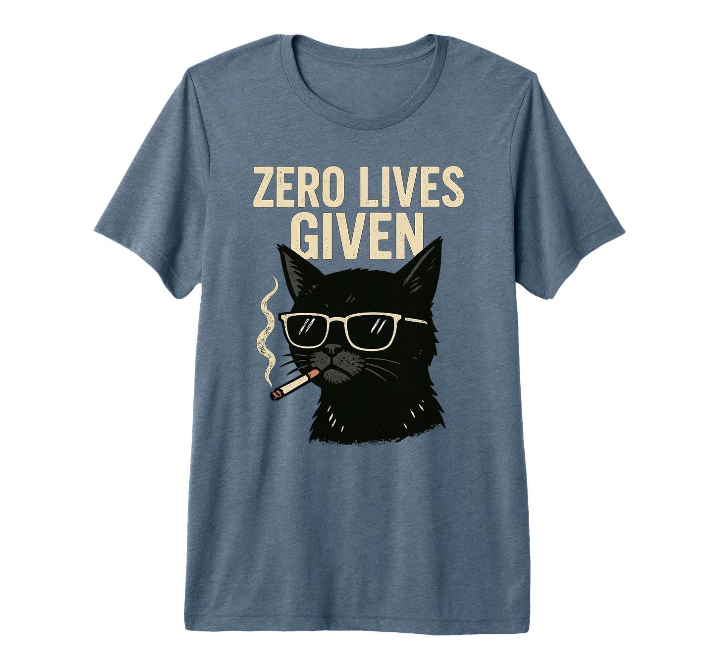 Rebellious Black Cat Smoking Zero Lives T-Shirt - Graphic Print Men Women - T-Shirt, Sweatshirt, Hoodie
