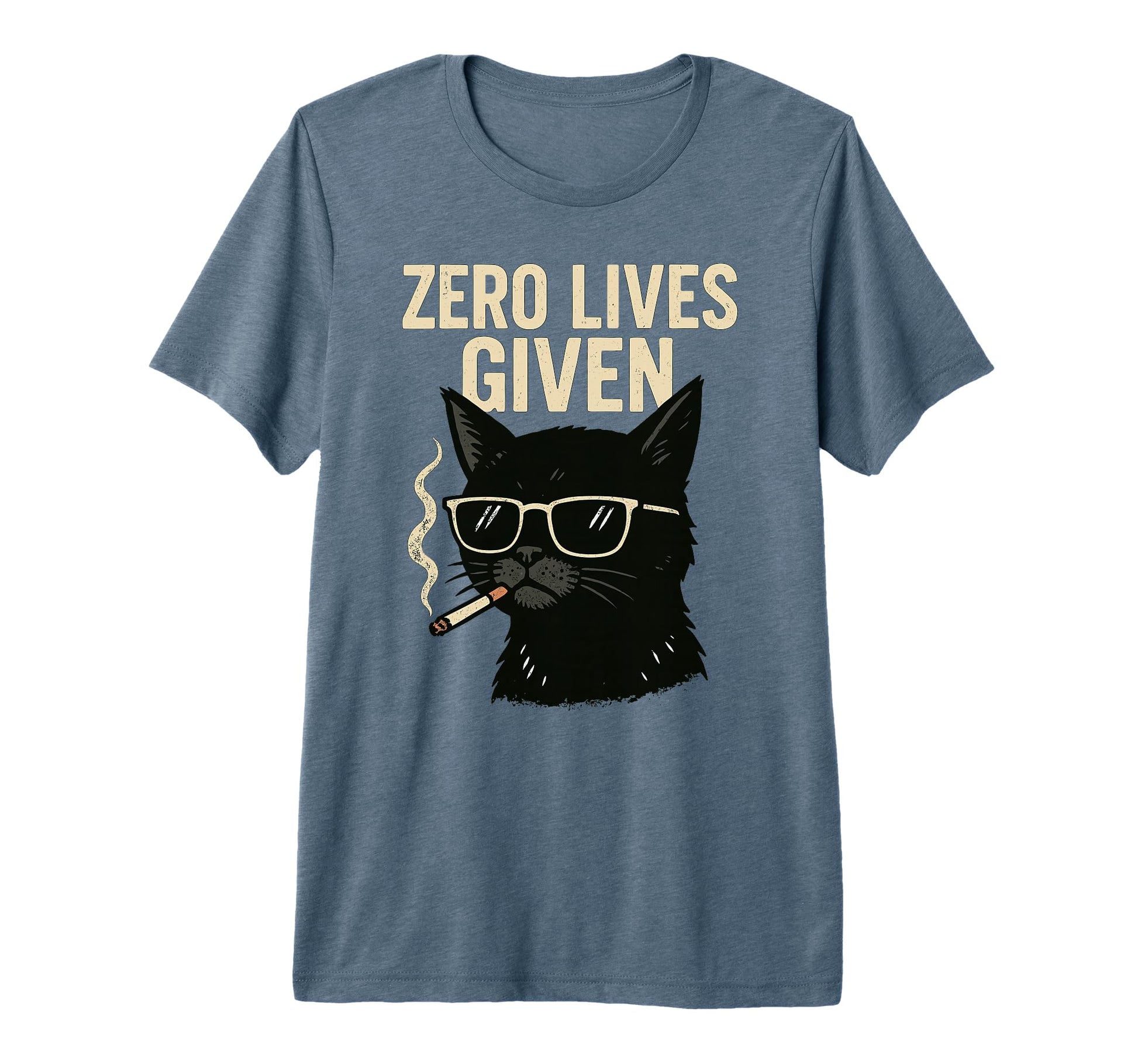 Rebellious Black Cat Smoking Zero Lives T-Shirt - Graphic Print Men Women - T-Shirt, Sweatshirt, Hoodie