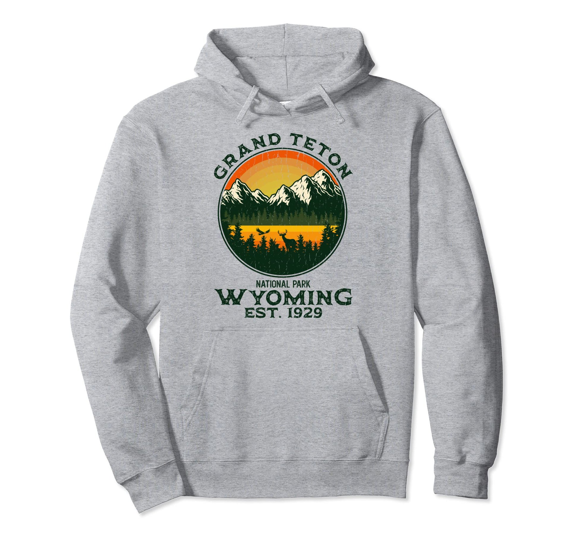 Grand Teton Wyoming Badge Fishing Hunting Hoodie - Novelty Apparel Unisex - T-Shirt, Sweatshirt, Hoodie