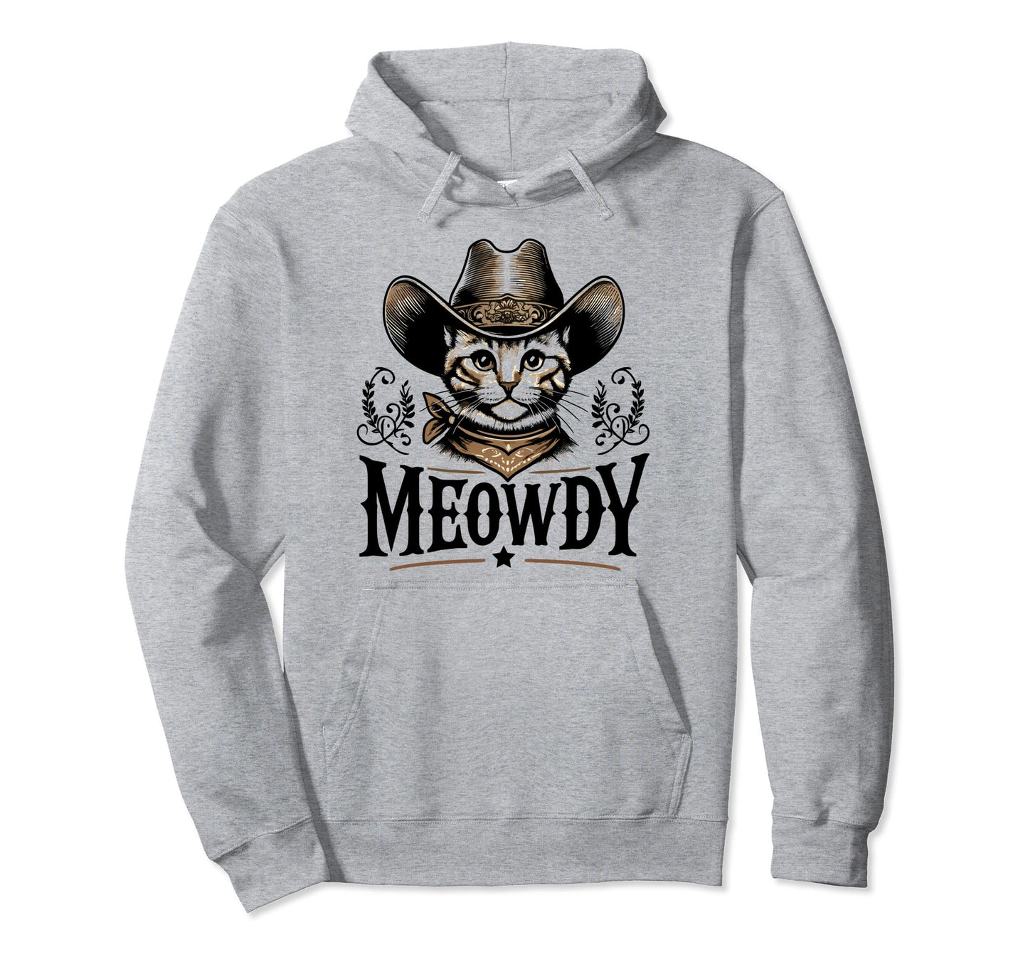 Meowdy Funny Cat Wearing Cowboy Hat Hoodie - Custom Art Print Unisex - T-Shirt, Sweatshirt, Hoodie