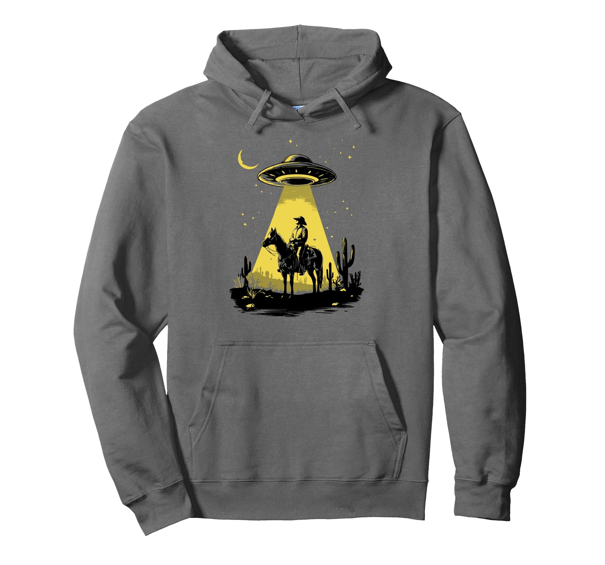 Cowboy Ufo Abduction Wild West Hoodie - Novelty Apparel Men Women - T-Shirt, Sweatshirt, Hoodie