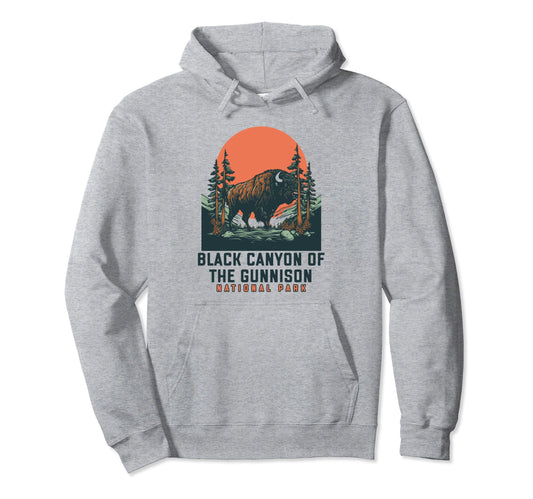 Black Canyon Gunnison National Park Bison Hoodie - Graphic Print Unisex - T-Shirt, Sweatshirt, Hoodie