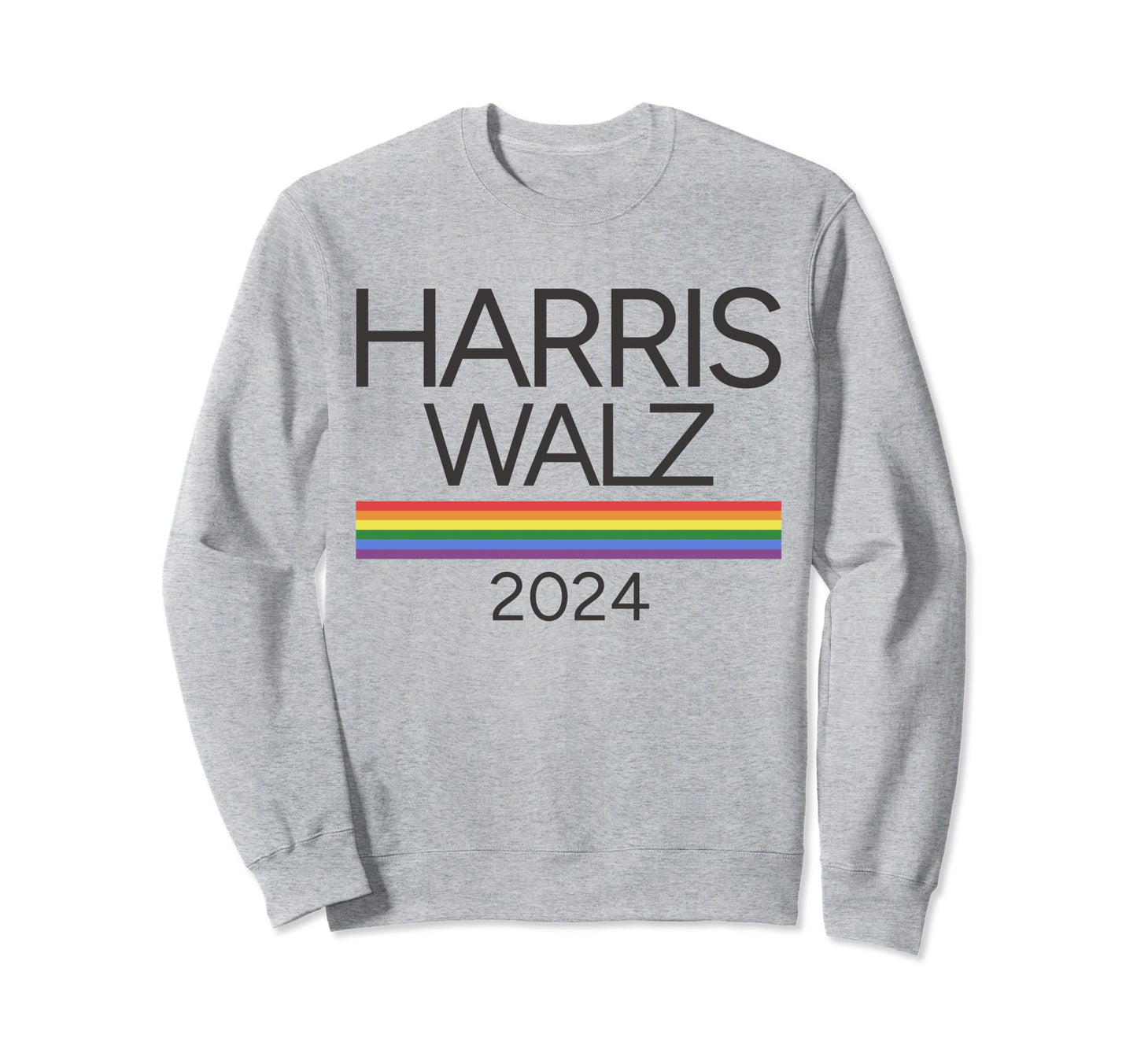Harris Walz 2024 Rainbow Pride Flag Sweatshirt - Trendy Graphic for Adults - T-Shirt, Sweatshirt, Hoodie