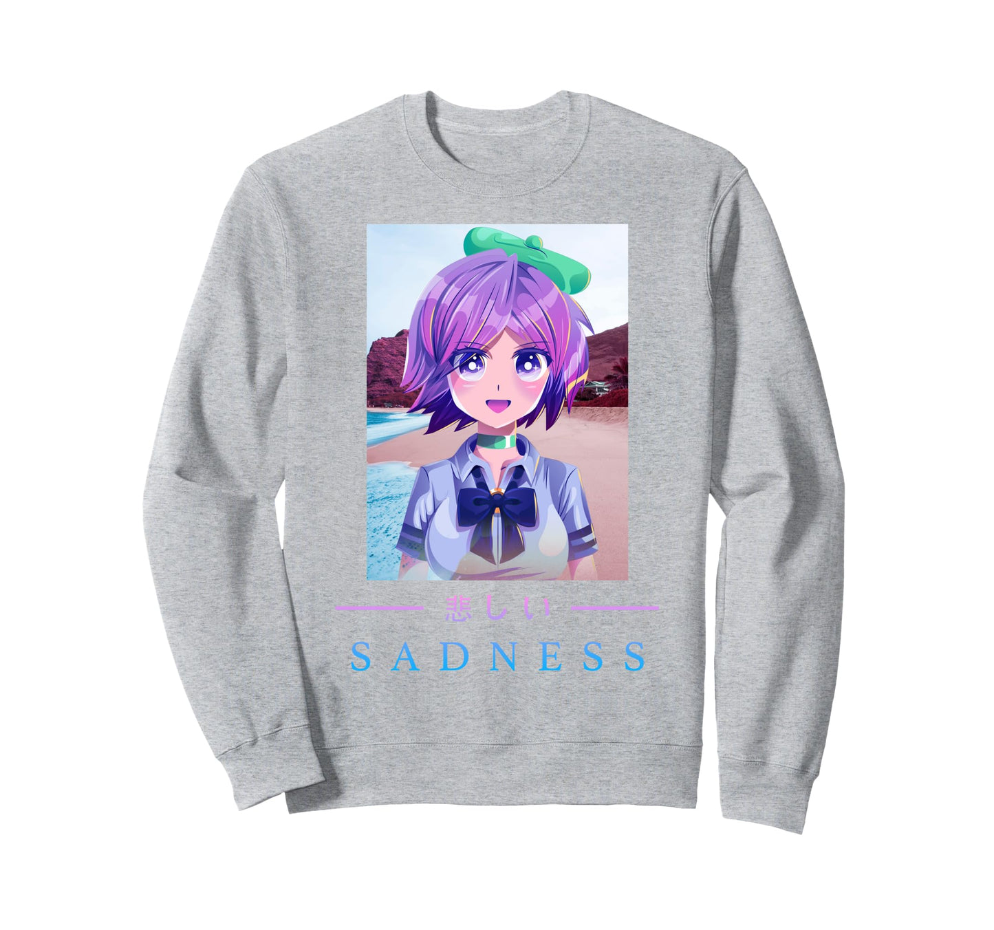 Anime Sadness Japanese Aesthetic Sweatshirt - Aesthetic Graphic Men Women - T-Shirt, Sweatshirt, Hoodie