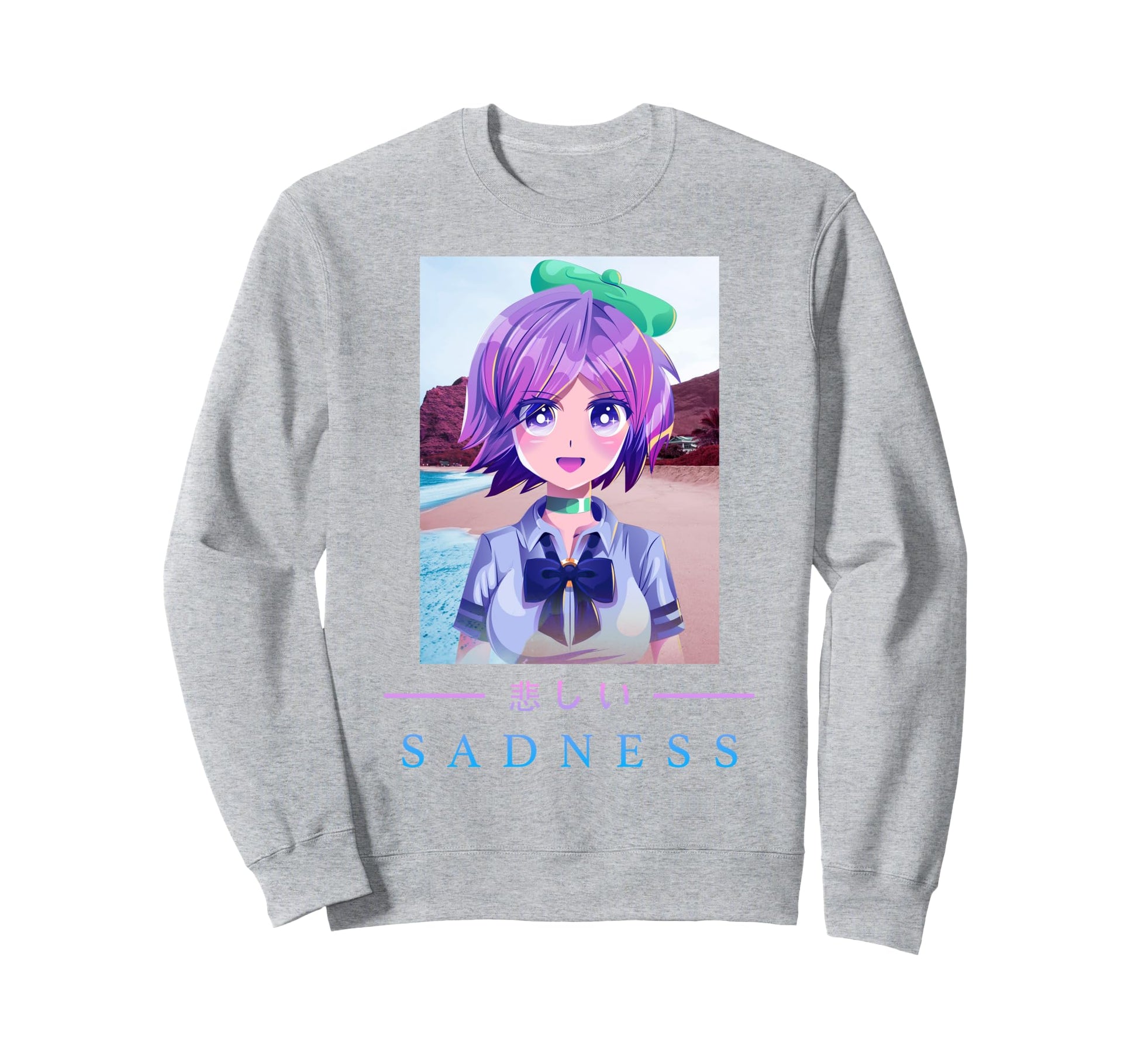 Anime Sadness Japanese Aesthetic Sweatshirt - Aesthetic Graphic Men Women - T-Shirt, Sweatshirt, Hoodie