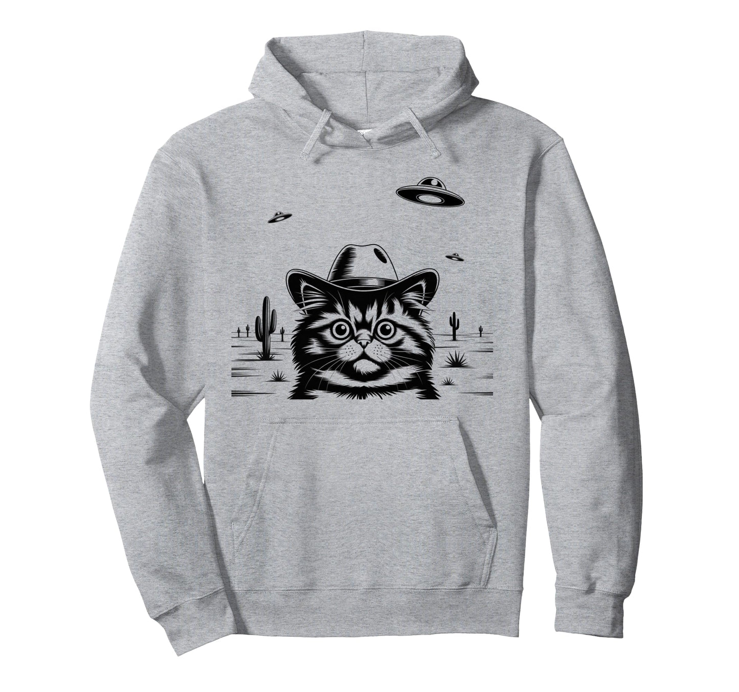 Funny Cat Cowboy Alien Space Western Hoodie - Streetwear Style for Adults - T-Shirt, Sweatshirt, Hoodie