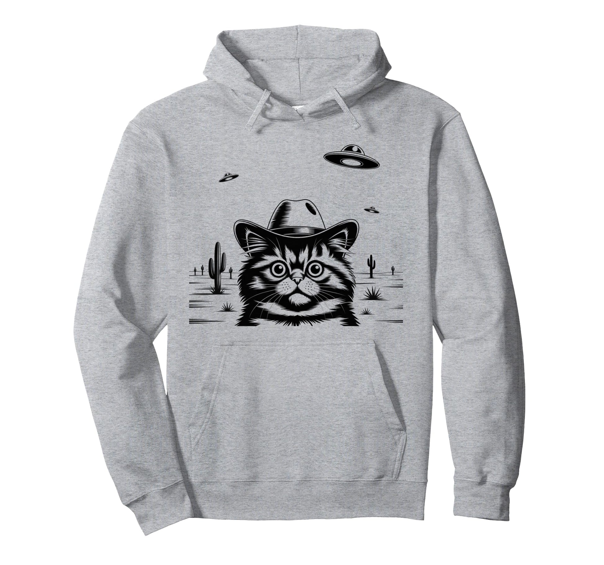 Funny Cat Cowboy Alien Space Western Hoodie - Streetwear Style for Adults - T-Shirt, Sweatshirt, Hoodie